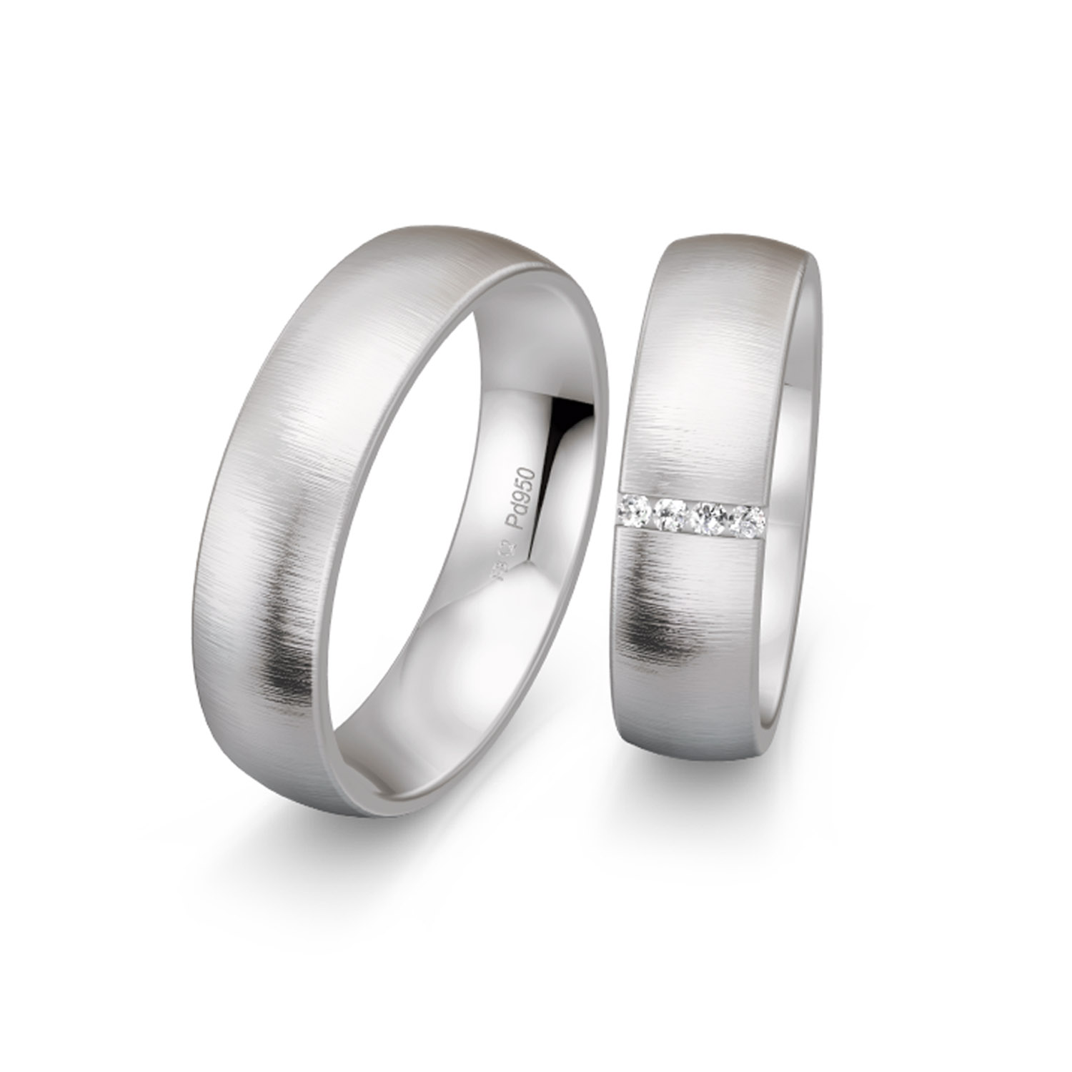 48 02607 Breuning Palladium Trauringe in Strichmatt Quer