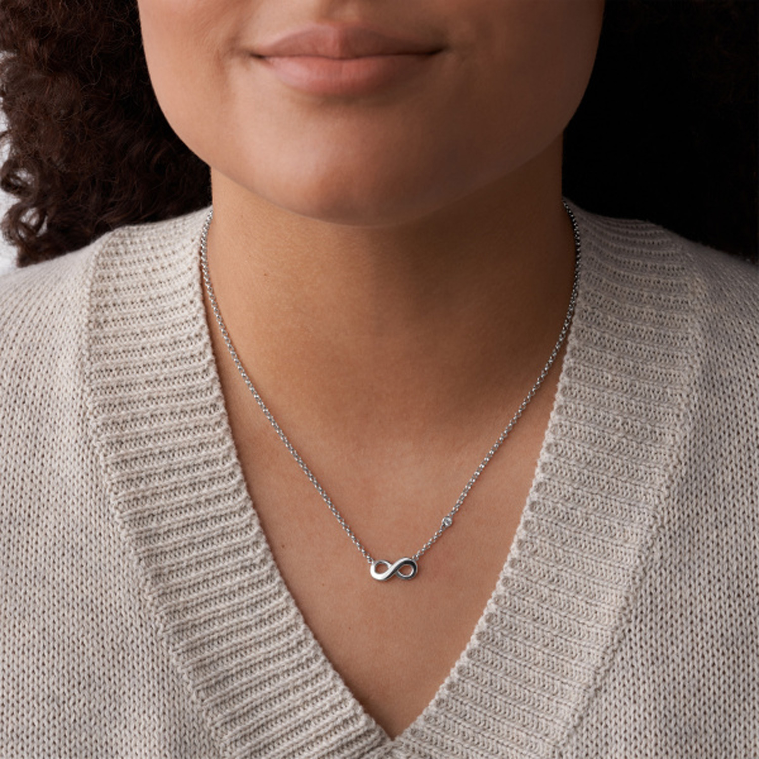 Fossil Damen Silberkette 925 Infinity Symbol JFS00394040b