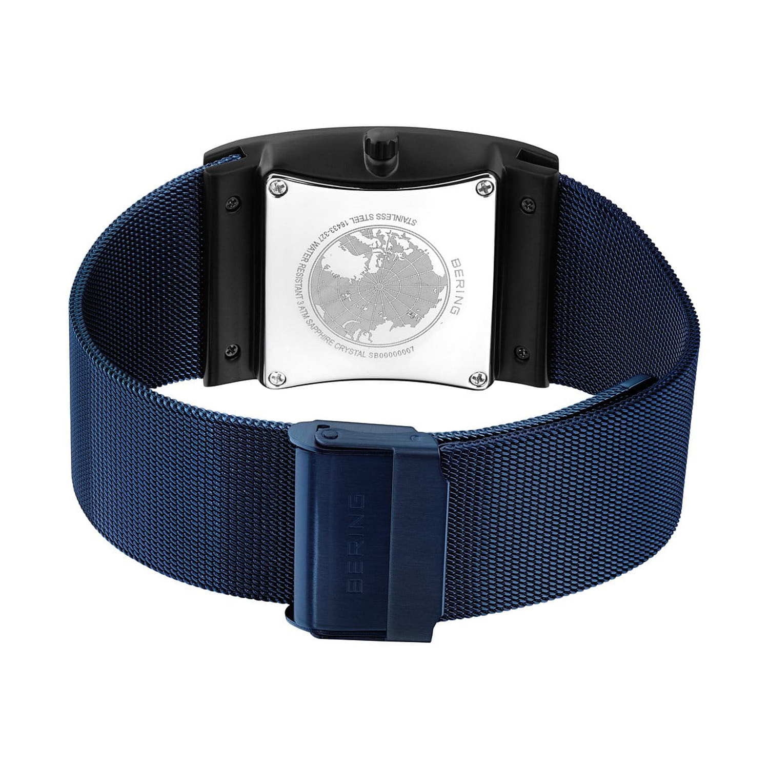 Bering Slim Solar Herrenuhr Eckig Arctic Design Blau 16433 327c