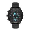 Diesel Griffed Chronograph Skull mit Totenkopf und Lederband fuer Herren DZ4576