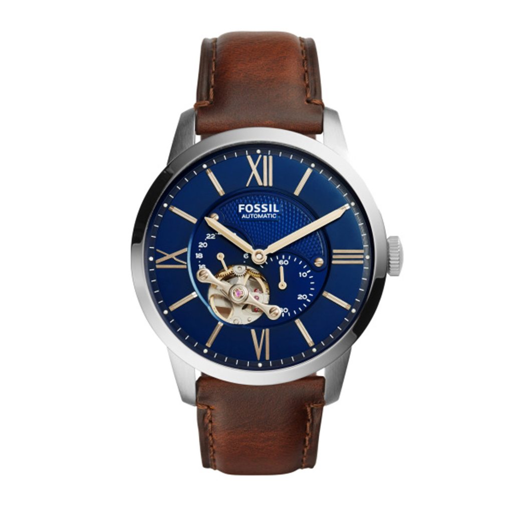 Fossil Townsman Automatik Herrenuhr Zifferblatt Blau