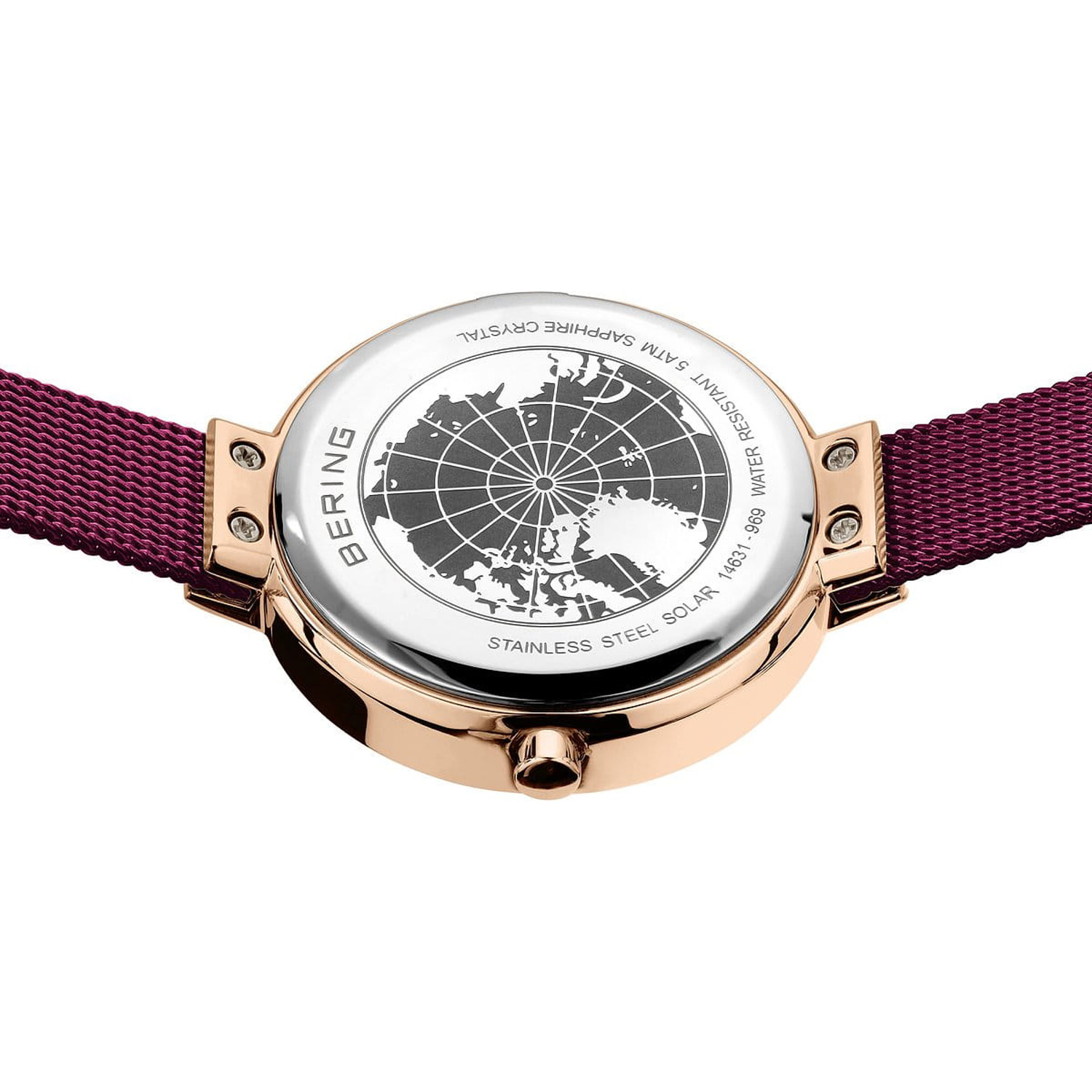 Bering Slim Solar Damenuhr Klassisch Rose poliert 14631 969a