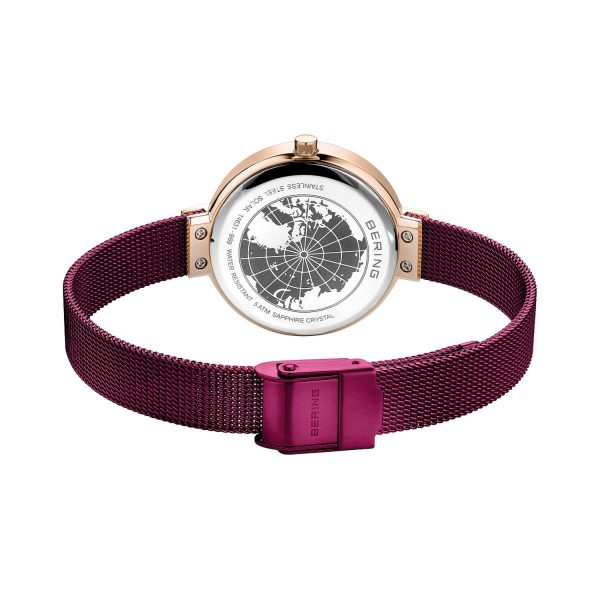 Bering Slim Solar Damenuhr Klassisch Rose poliert 14631 969b