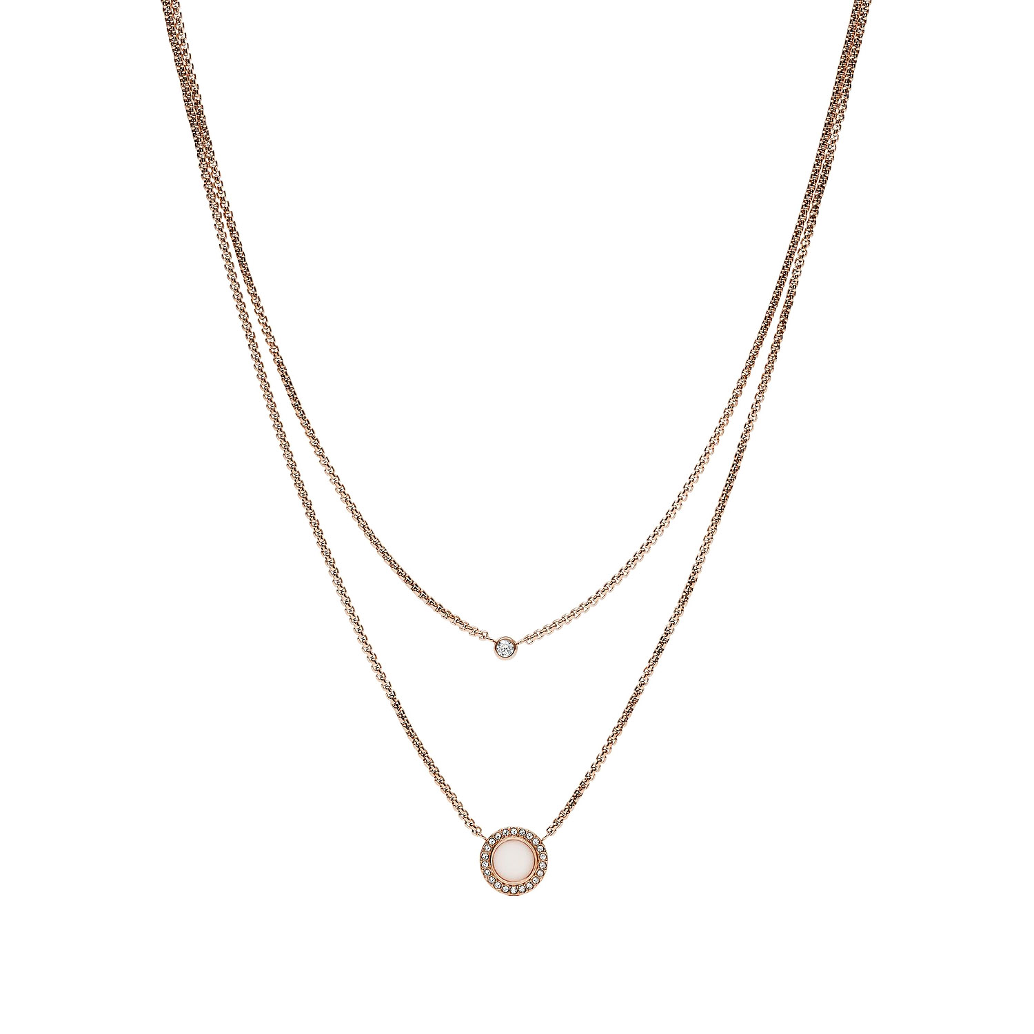 Fossil Glitz Edelstahl zweireihige Kette rosegold JF03057791