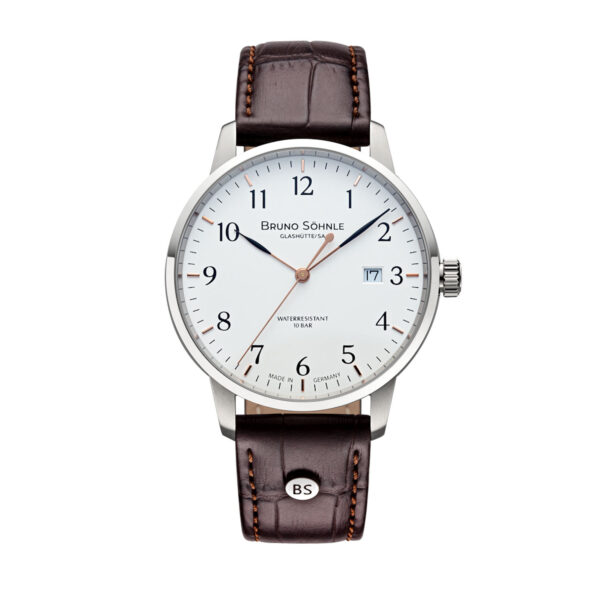 Klassische Glashuette Lederbanduhr von Bruno Soehnle Hamburg 17 13201 221