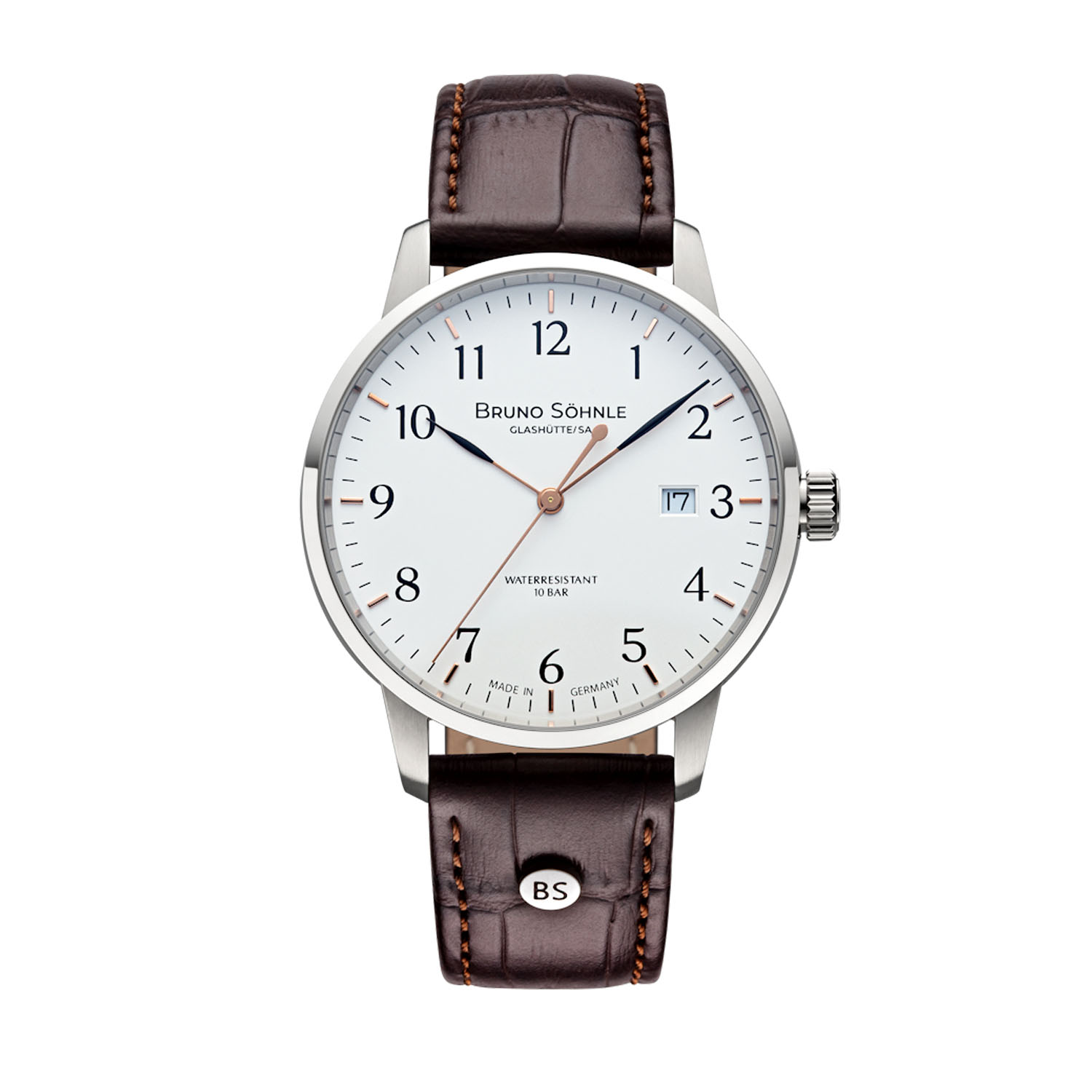 Klassische Glashuette Lederbanduhr von Bruno Soehnle Hamburg 17 13201 221