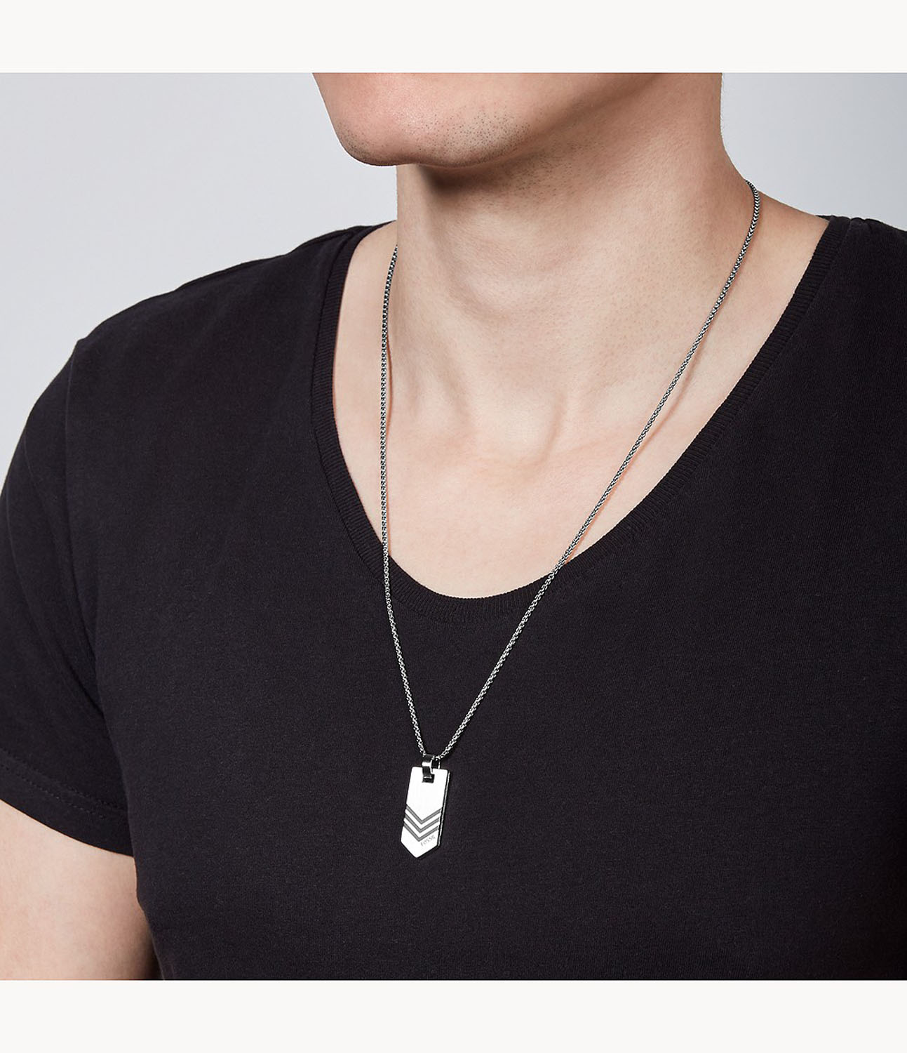 Fossil Halskette Lang Edelstahl Logo Anhaenger JF03394040b