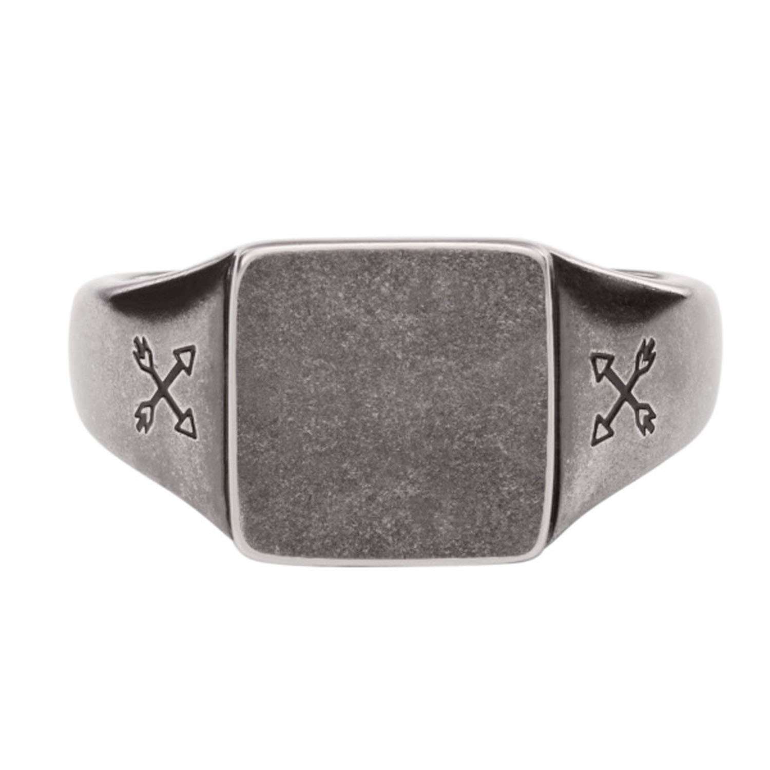 Fossil Herren Siegelring Edelstahl Grau JF03918797a