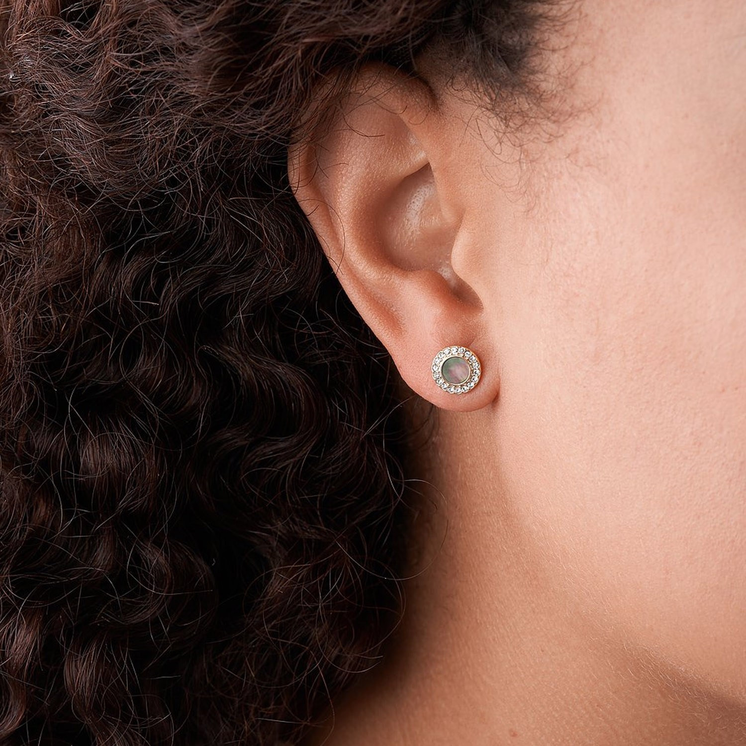 Rosegoldene Fossil Ohrstecker Glitz Perlmutt Grau JF02949791b