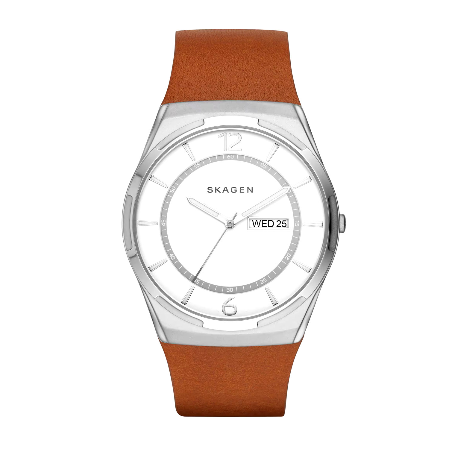 Titan Melbye Skagen Herrenuhr sehr flach mit Tag Datum SKW6304