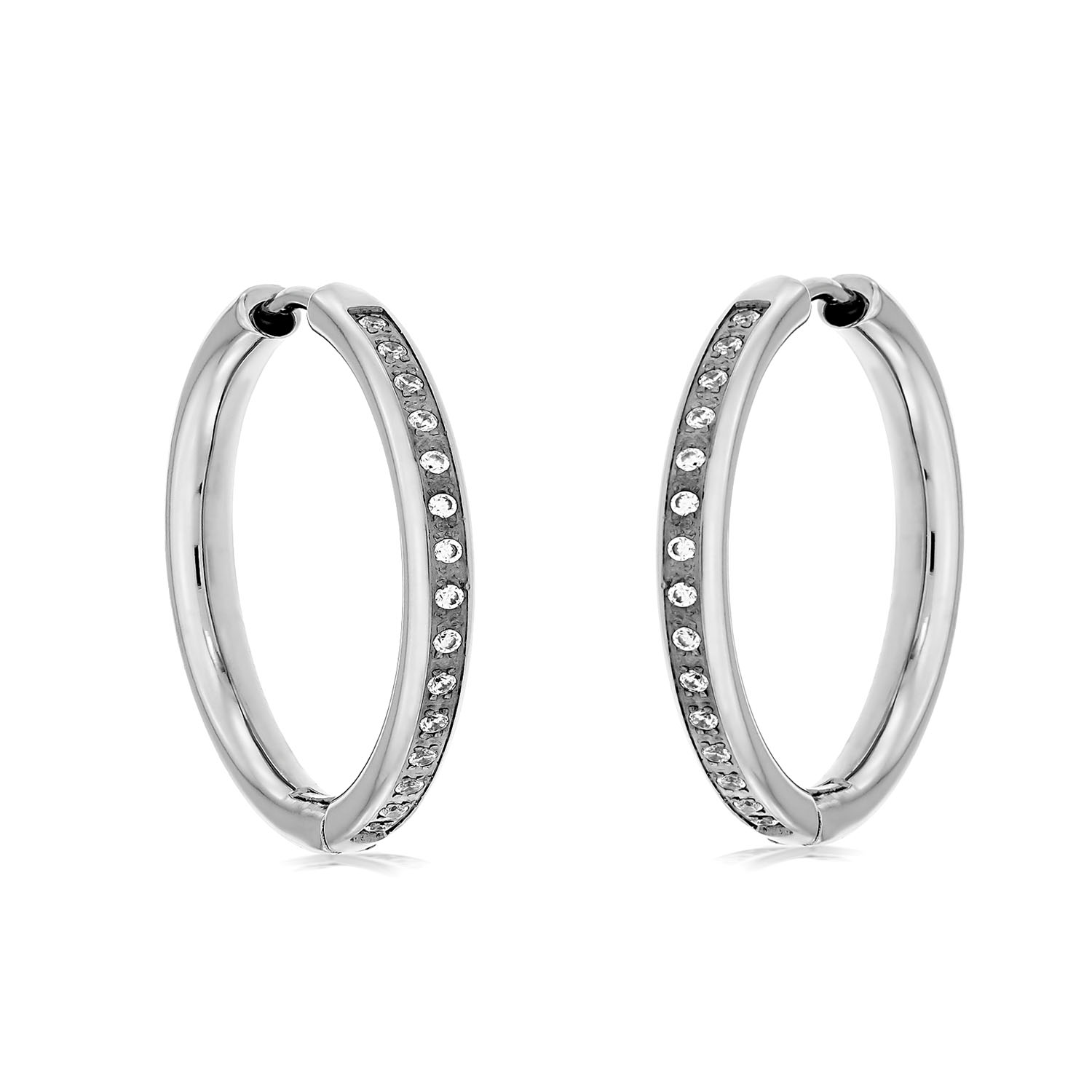 Hypoallergene Ohrringe aus Titan mit Zirkonia Steinen O 25 mm 41 401132 251