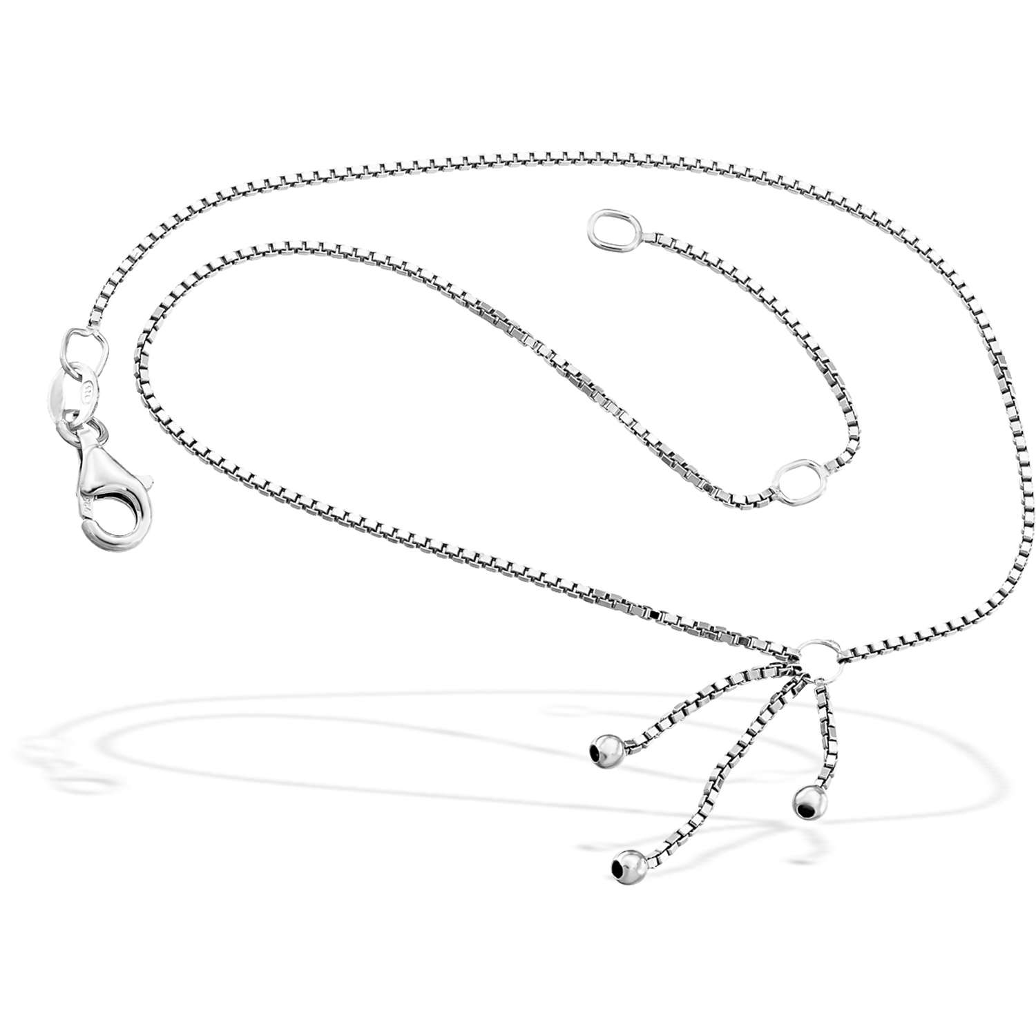 Filigrane Fusskette mit drei Kugeln 925 Sterling Silber 79 994203