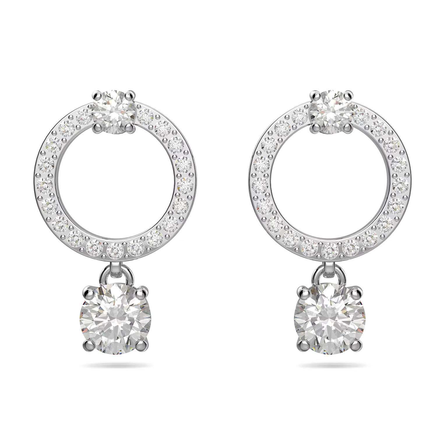 Brillante Swarovski Ohrhaenger Rund weiss rhodiniert 5633835