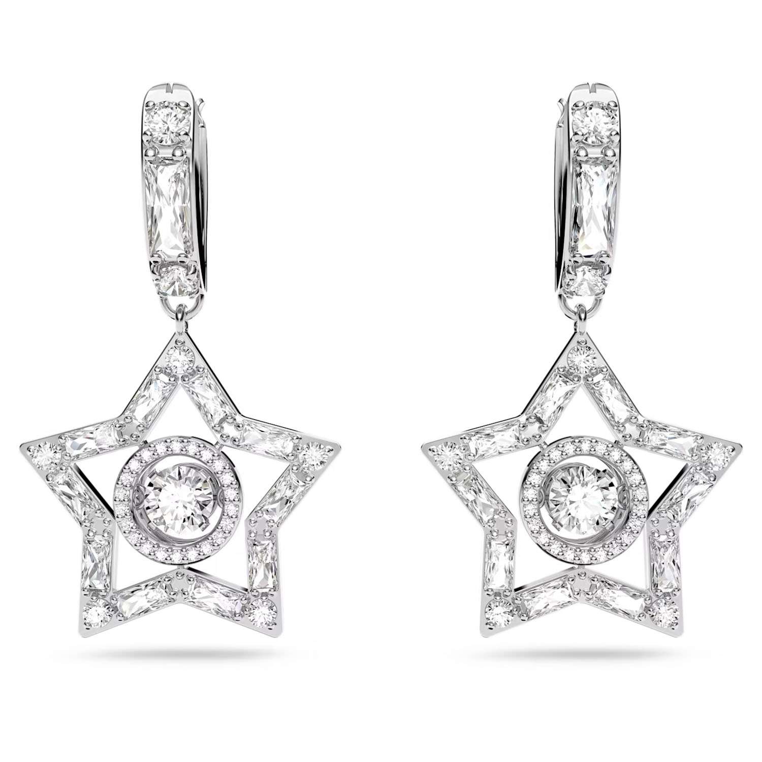 Funkelnde Swarovski Stern Stella Klappcreolen weiss 5617767