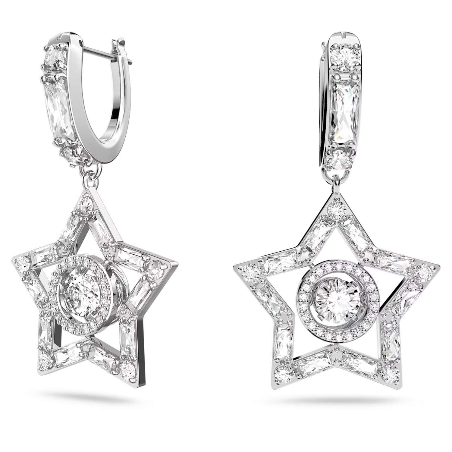 Funkelnde Swarovski Stern Stella Klappcreolen weiss 5617767a