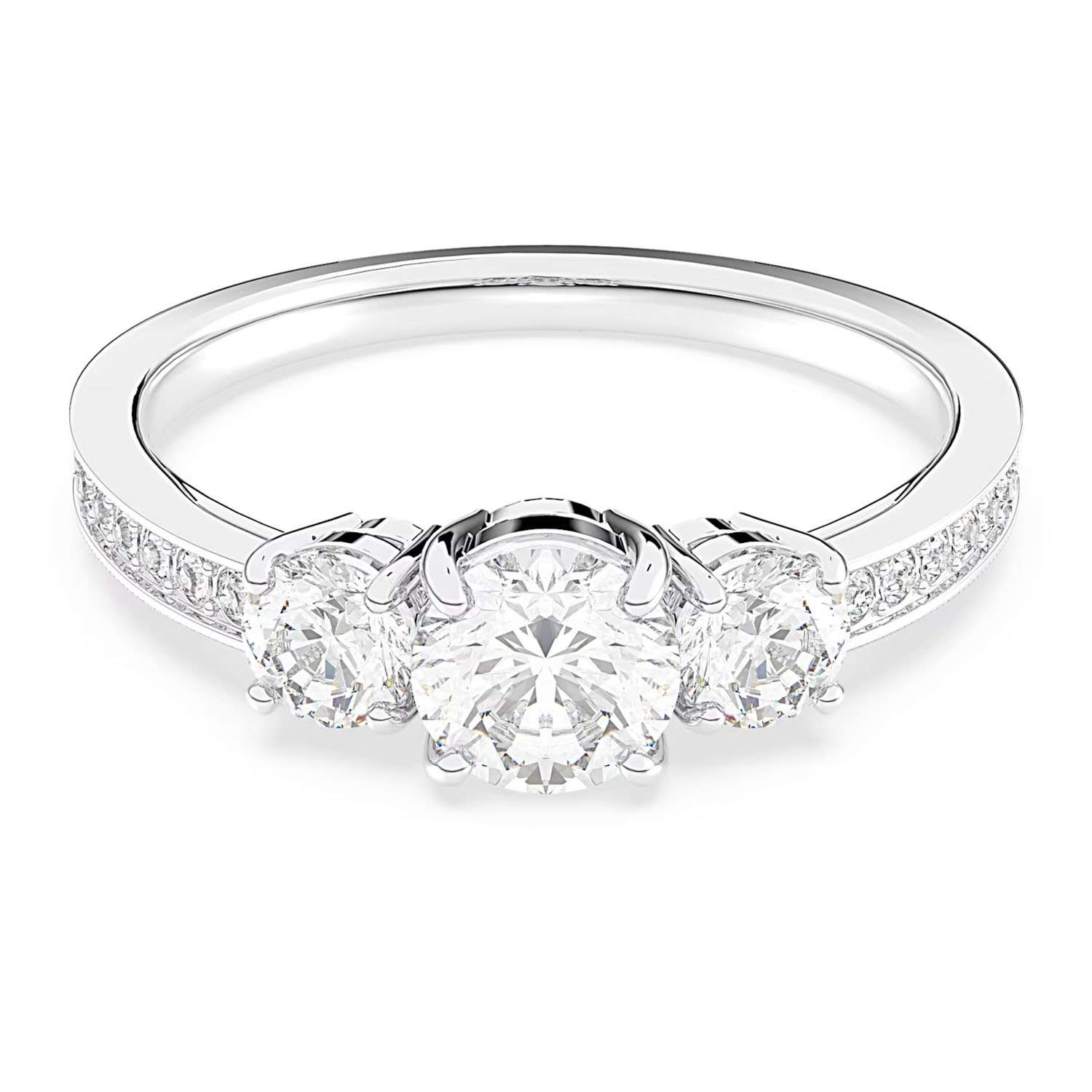 Zeitloser Swarowski Damenring Weiss Rundschliff 5448897