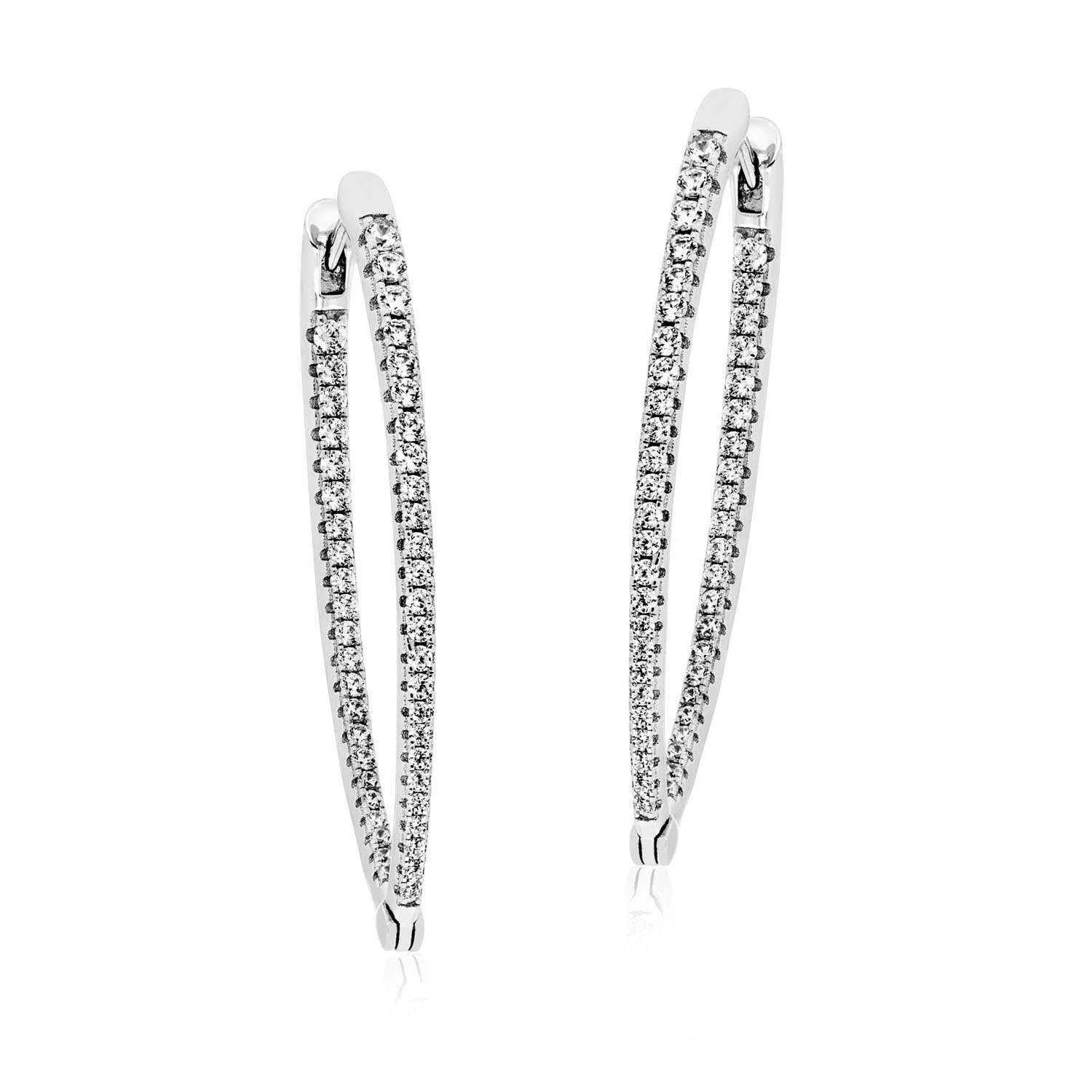 Spitze Silber Klappcreole Zirkoniasteinen 43 mm lang 49 787222