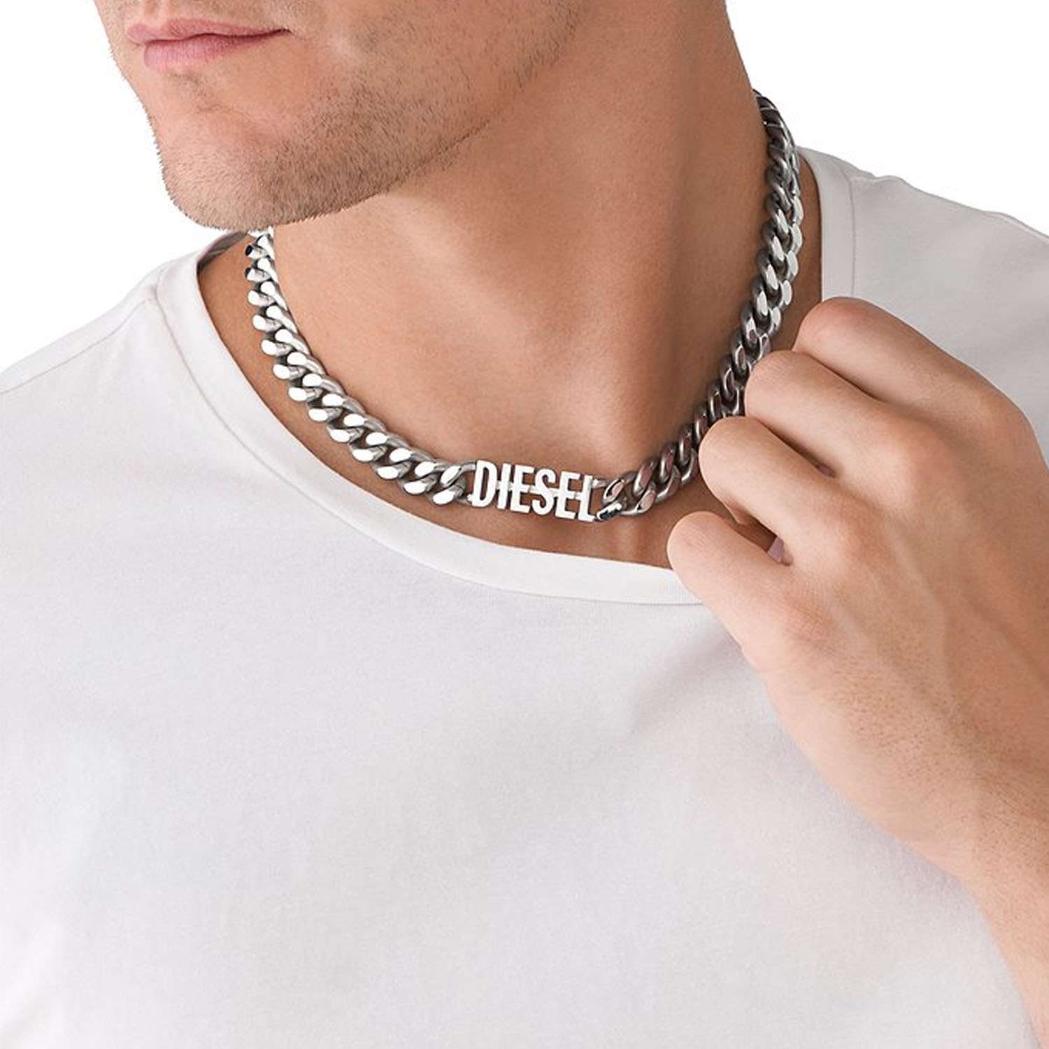 Choker Panzerkette Edelstahl mit Diesel Logo DX1388040b