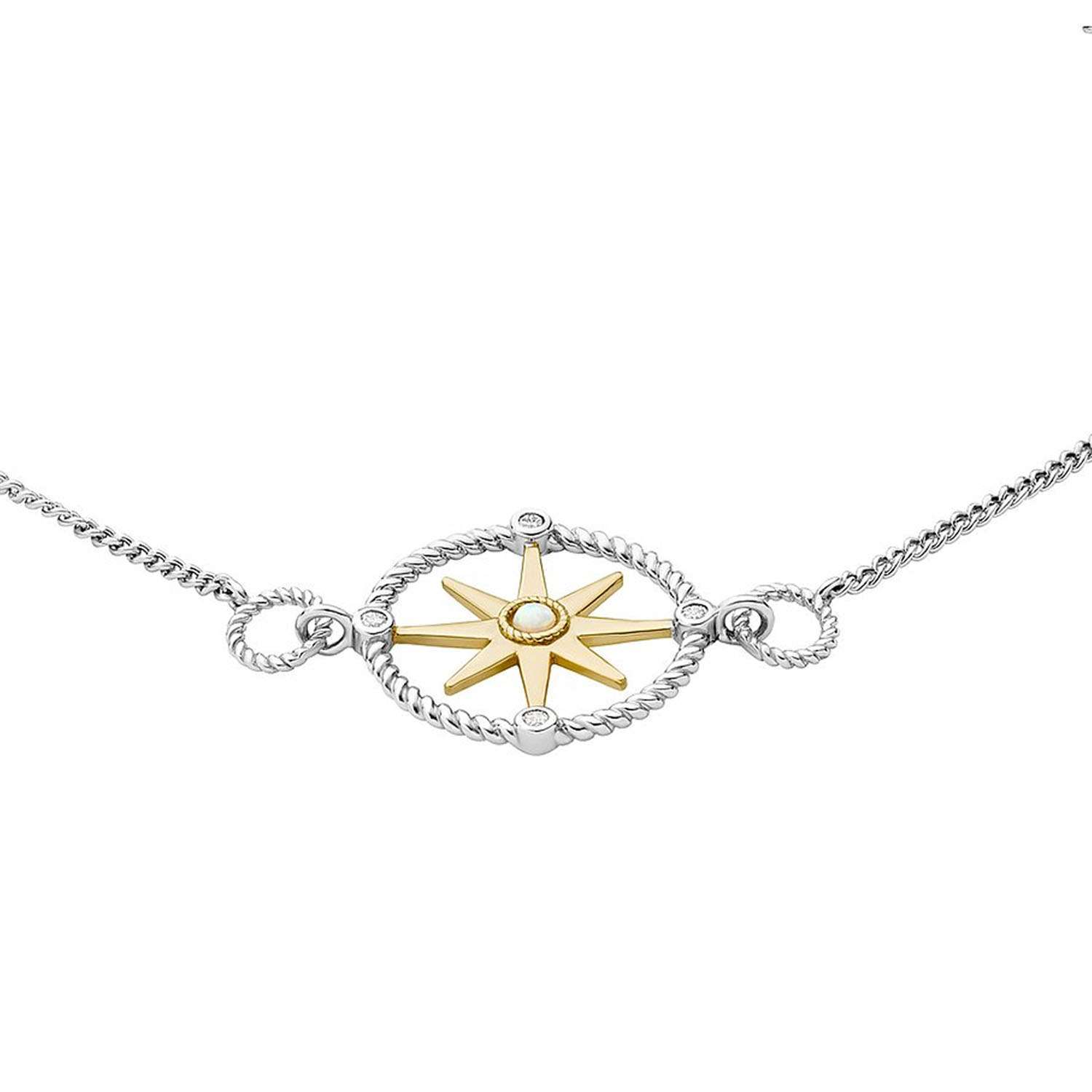 Fossil Kompass Armband bicolor mit synthetischem Opal JFS00575998a