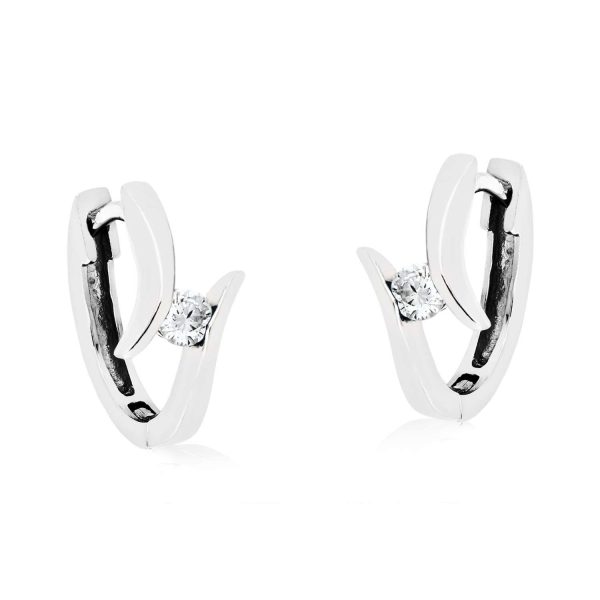 Rohdinierte Silber Klappcreole mit farbigem Zirkoniastein 49 831202 1