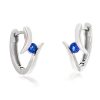 Rohdinierte Silber Klappcreole mit farbigem Zirkoniastein 49 831202 3