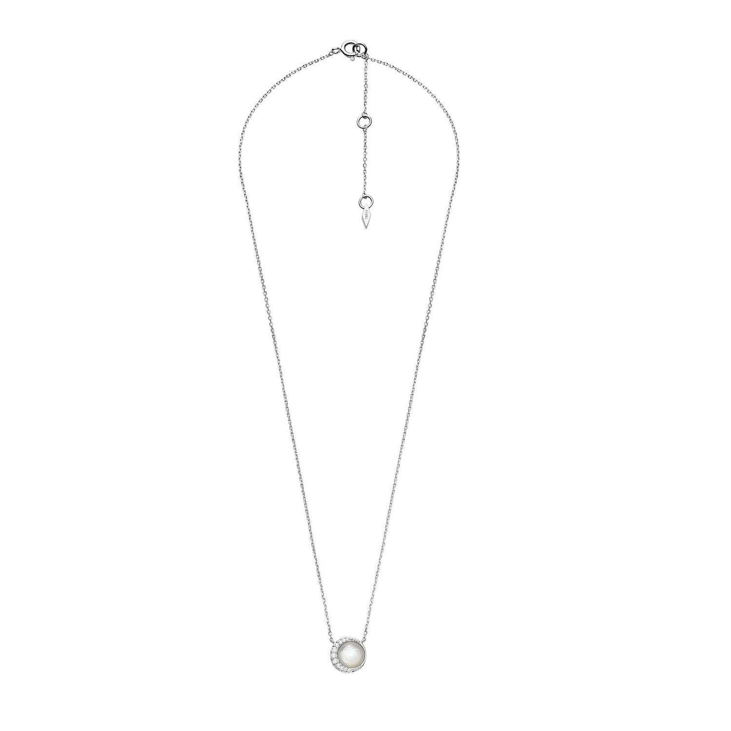 Silber Halskette Fossil mit weissem Perlmutt Anhaenger JFS00579040