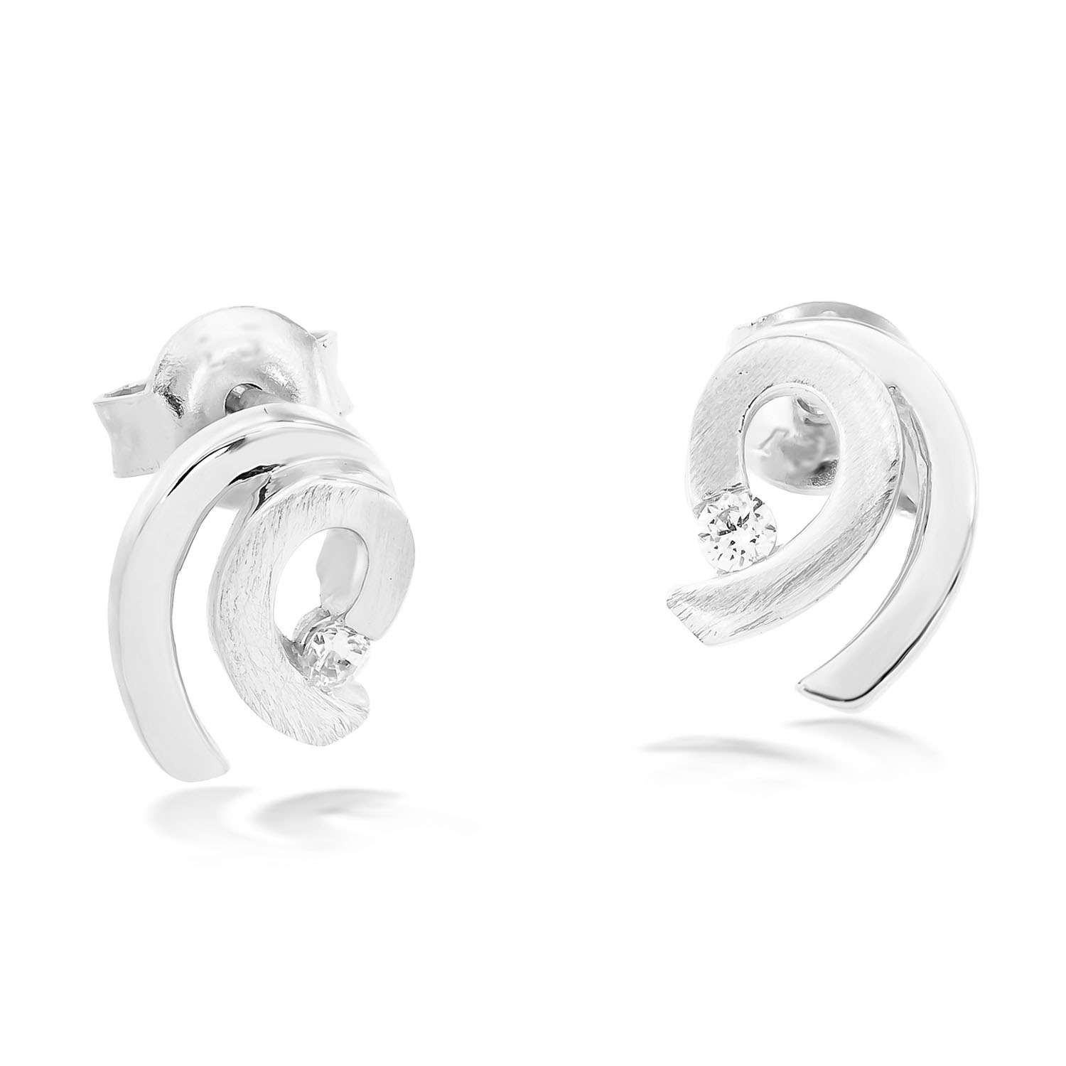 Verspielte Silber Ohrstecker mit Zirkonia Rohdiniert 19 842217