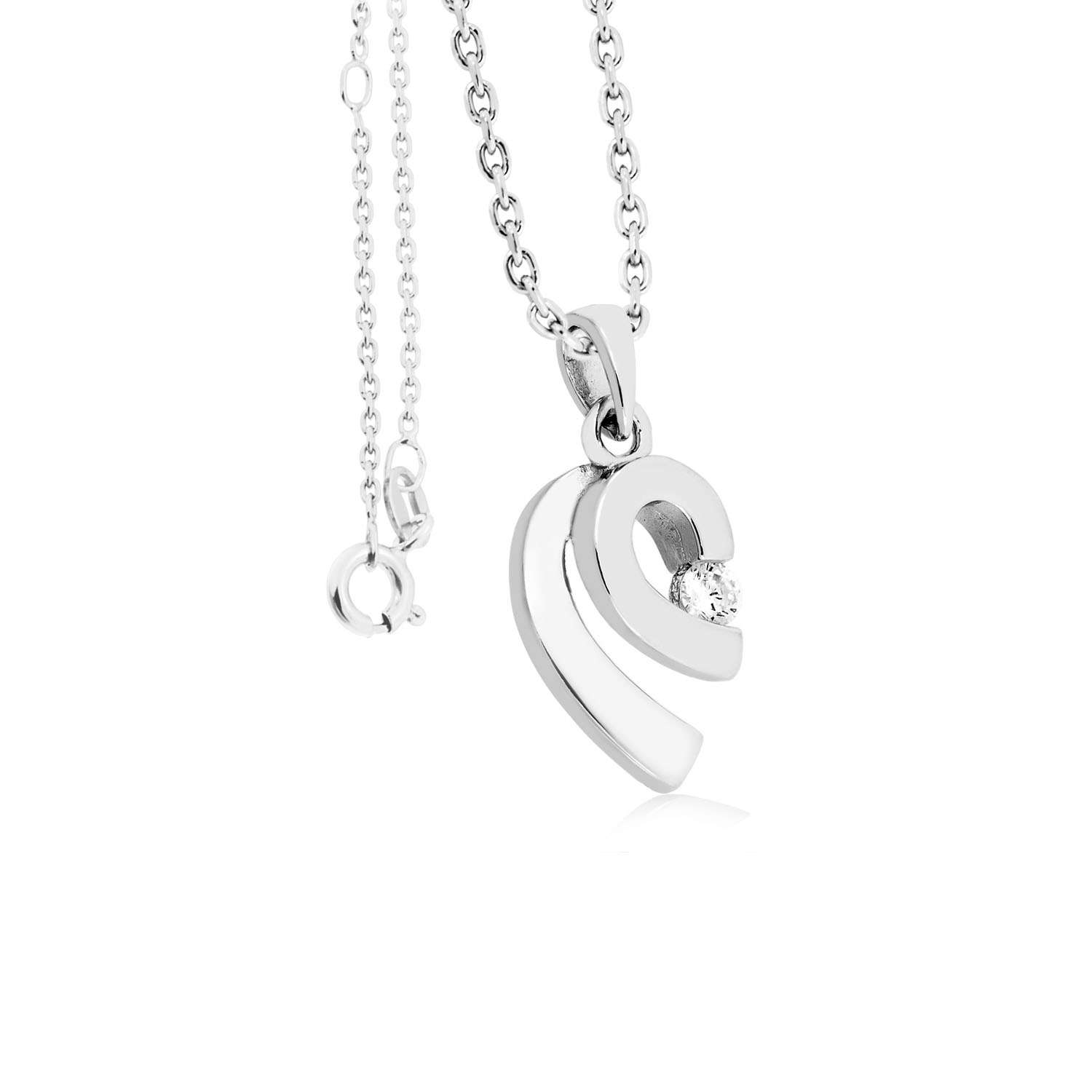 Verspielter Silber Anhaenger mit Zirkonia und Kette 59 842217