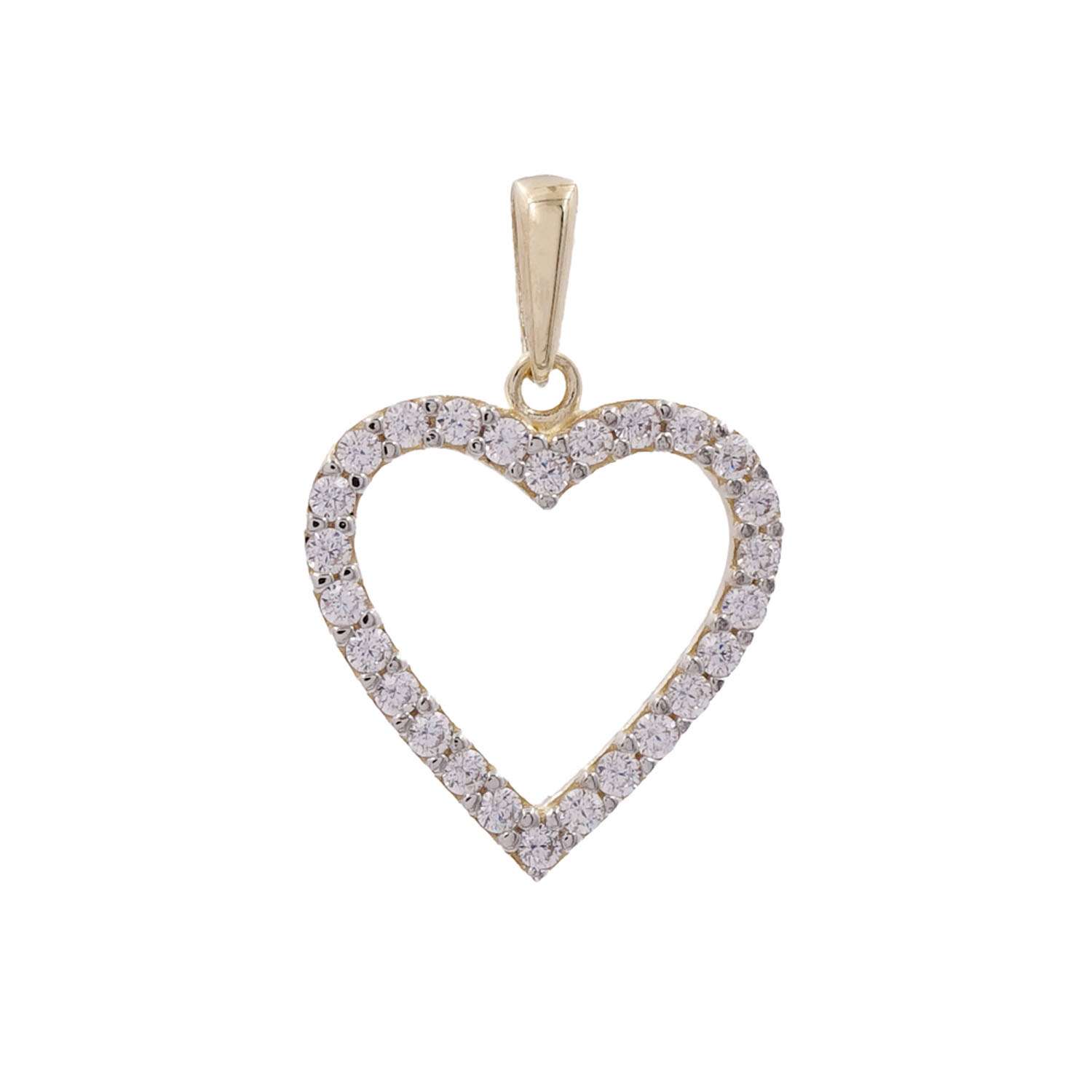 Goldener Herzanhaenger mit 26 Zirkoniasteinen O 13 MM 53 2495