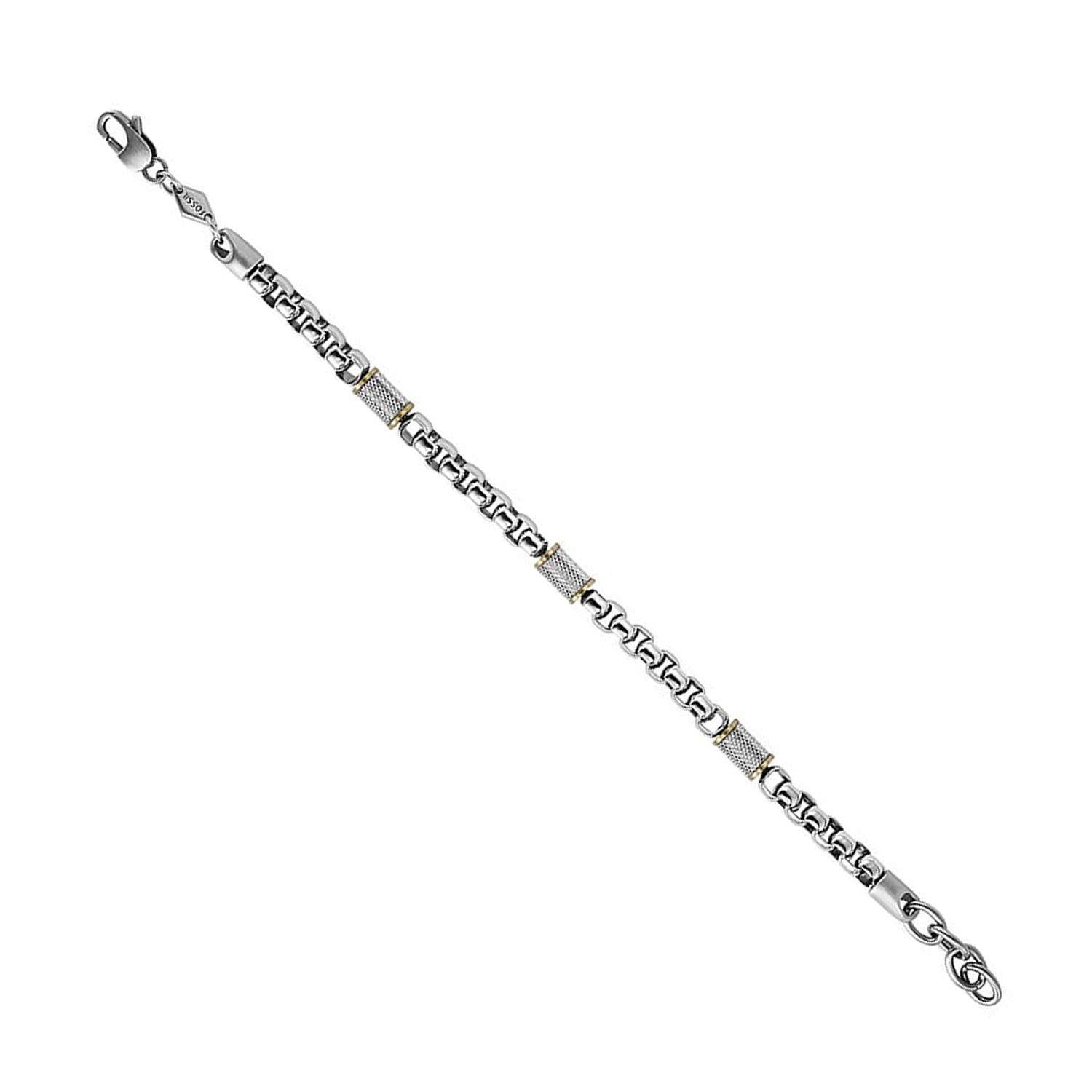 Rundes Bicolor Fossil All Stacked Up Edelstahl Armband JF04138998c