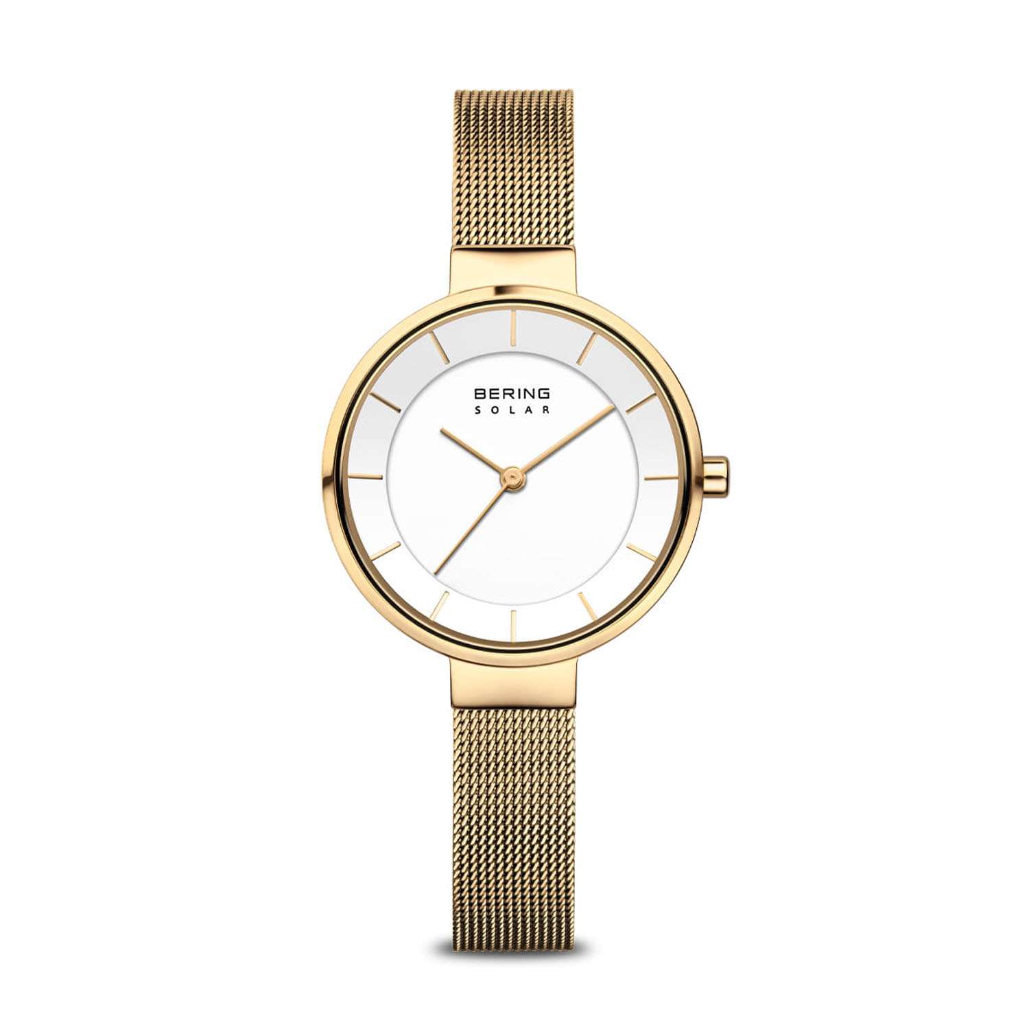 Bering Slim Solar Damenuhr Klassisch Gold poliert 14631 324