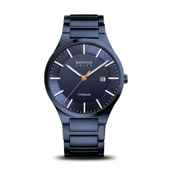 Flache Titan Solar Herrenuhr von Bering mit Datum 15239 797