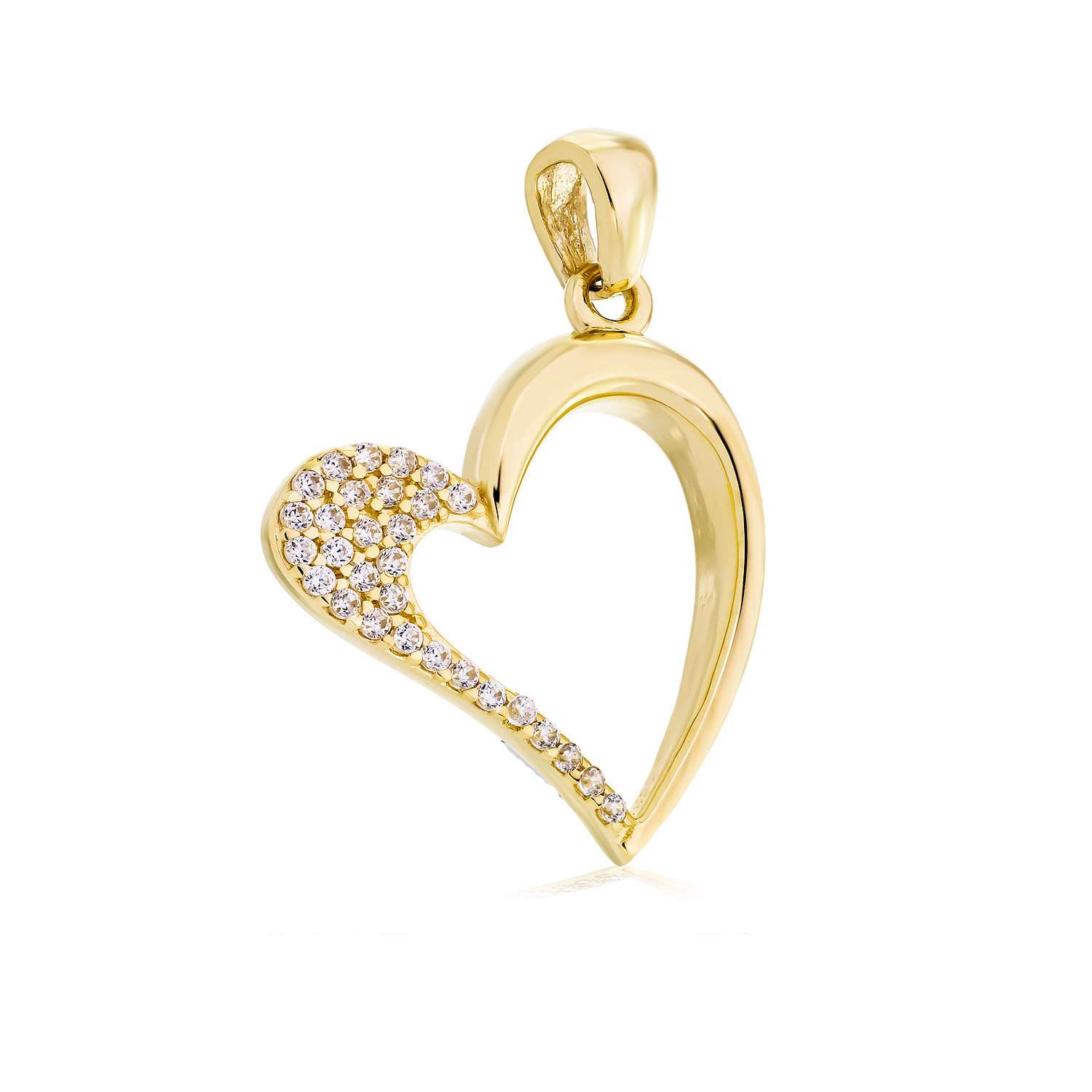 Goldener Design Herz Anhaenger offen mit Zirkoniasteinen 53 212230 1