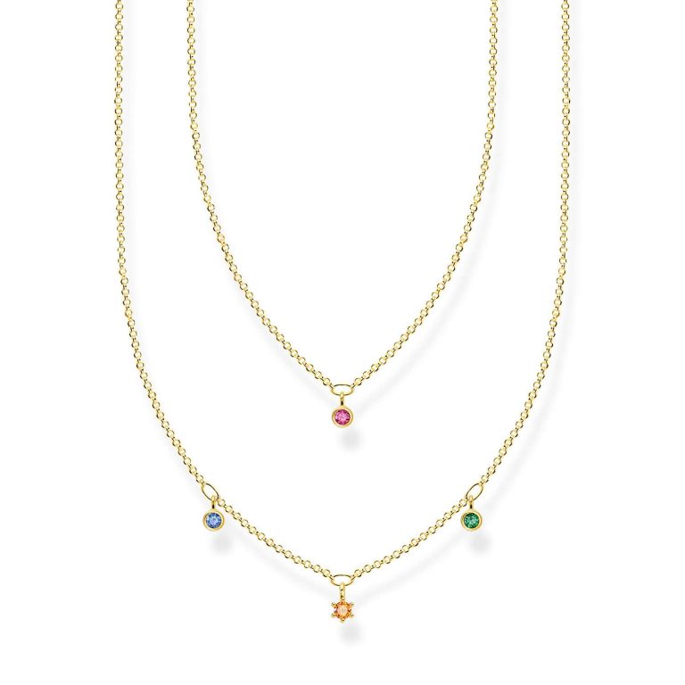 Zweireihige Thomas Sabo Kette mit bunten Steinen KE2078 488 7 L45V