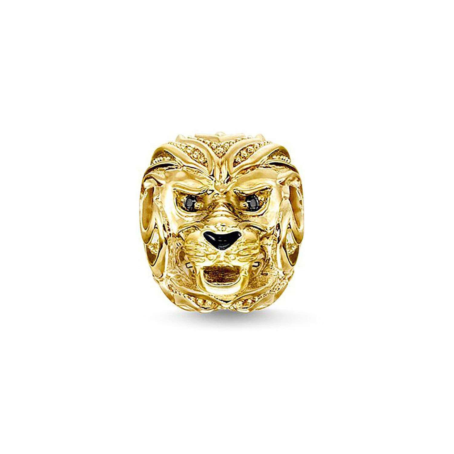 Karma Bead Loewe in Gelbgold mit schwarzen Steinen K0246 565 39 1