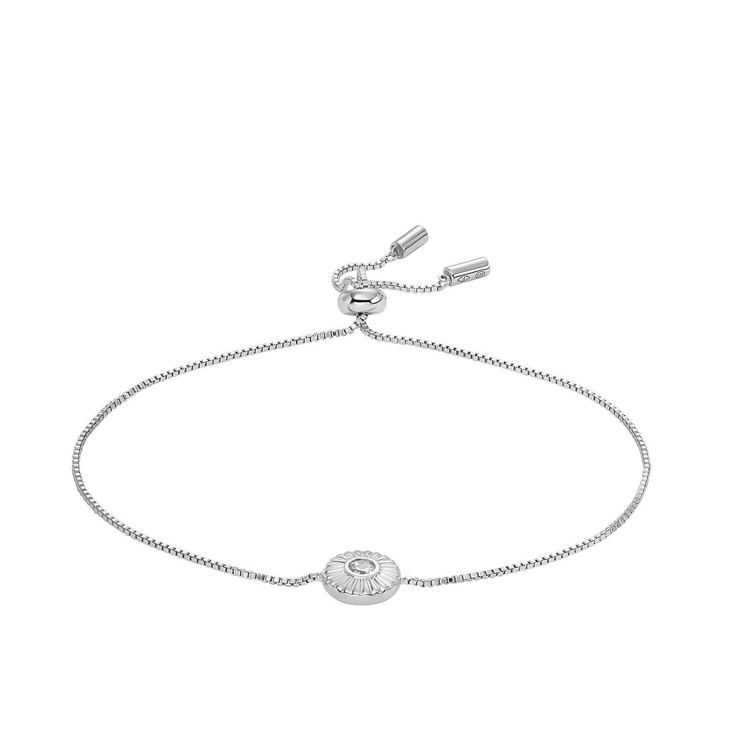 Fossil Silberarmband als Sonne mit Zirkoniastein JFS00616040