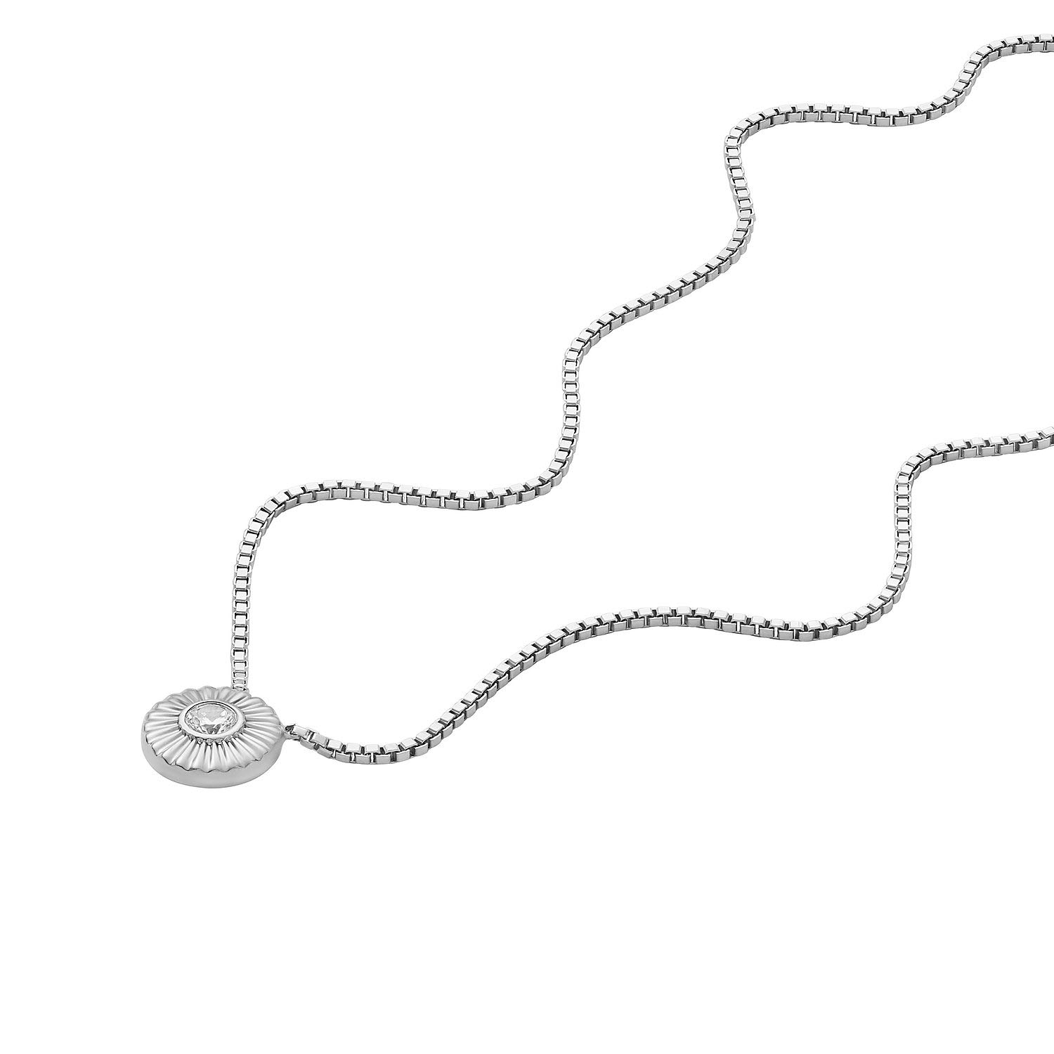 Zeitlose Fossil Halskette Texture Circle in Sterlingsilber JFS00618040a