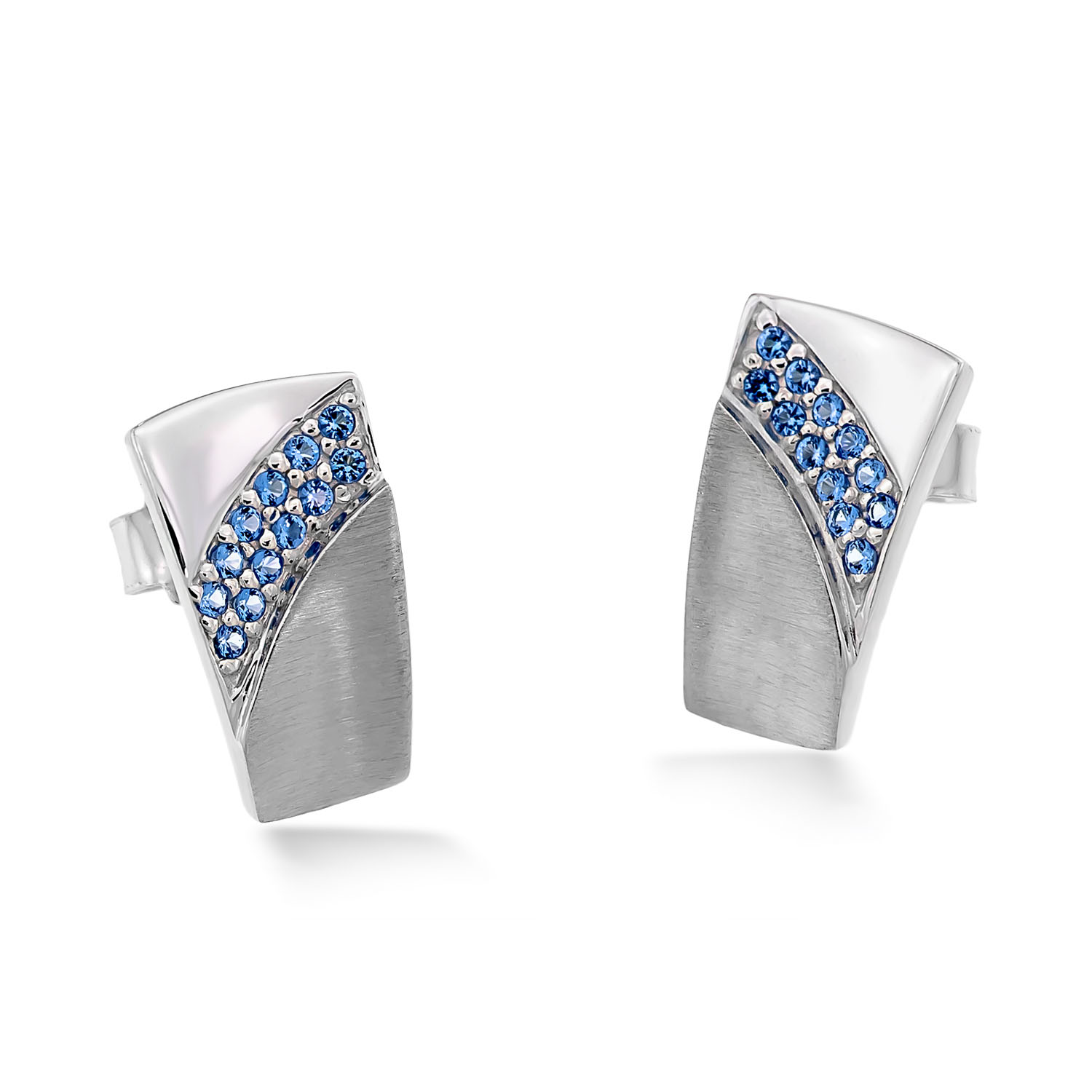 Eckiger Design Ohrstecker mit Zirkonia Hellblau 19 817211