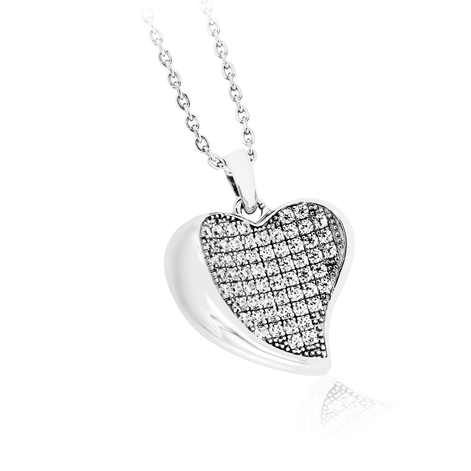 Gewoelbtes Ti Amo Silberherz mit Zirkoniasteinen 59 787220