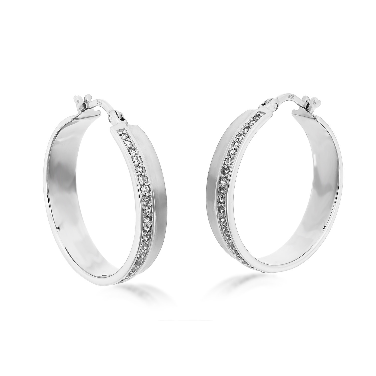 Glamouroese Silber Creolen von Optimus mit Zirkoniasteinen 39 872220