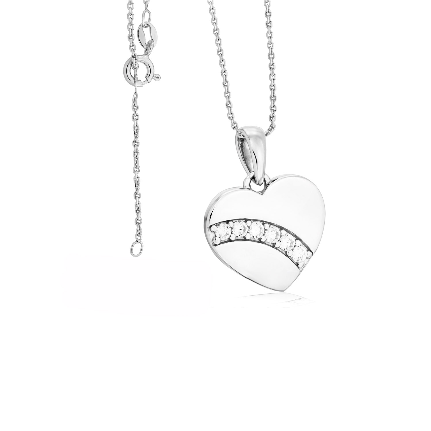 Polierter Herzanhaenger Silber mit Zirkoniasteinen 59 783246 1