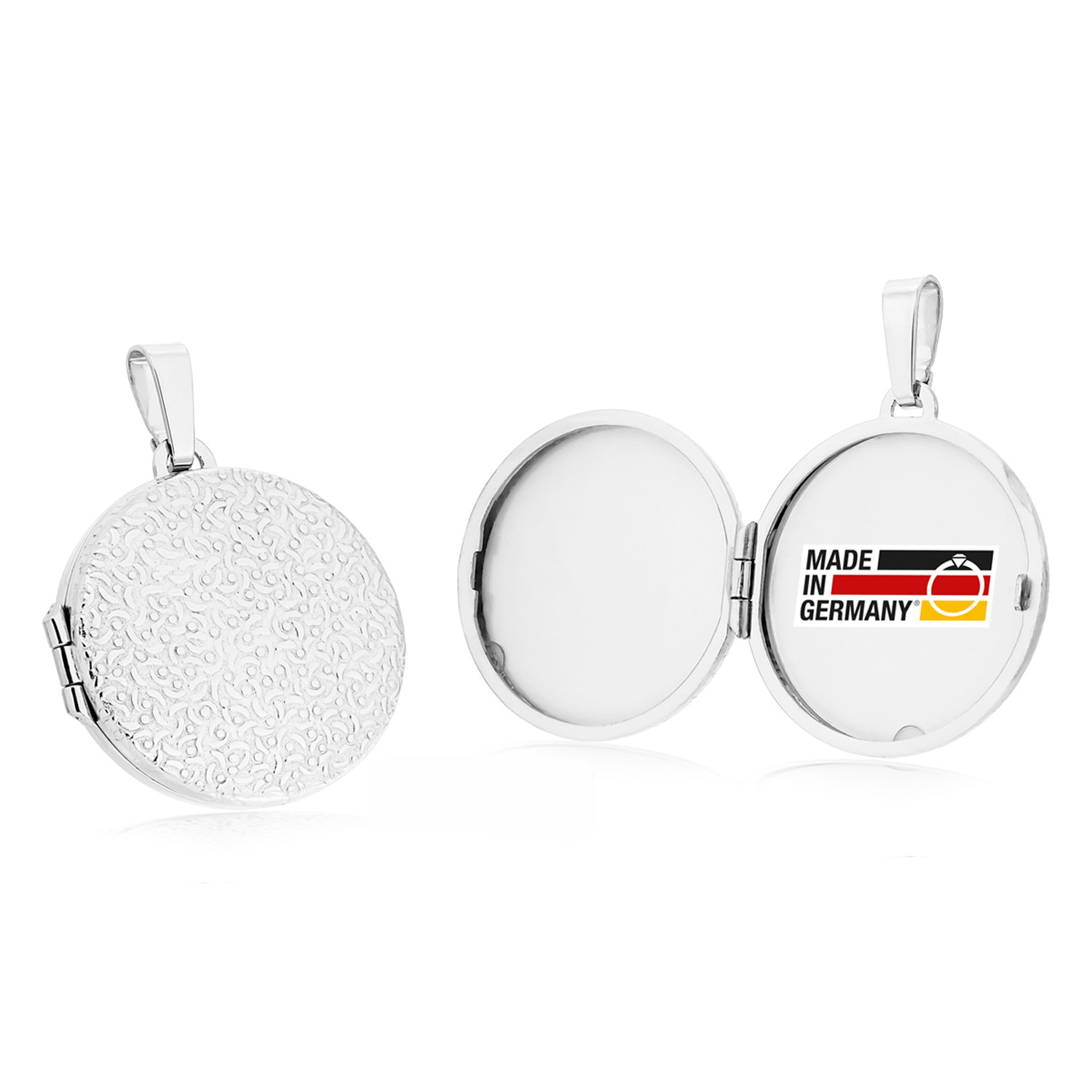 Rundes Silber Medaillon mit gehaemmerter Struktur 59 102211 1 1