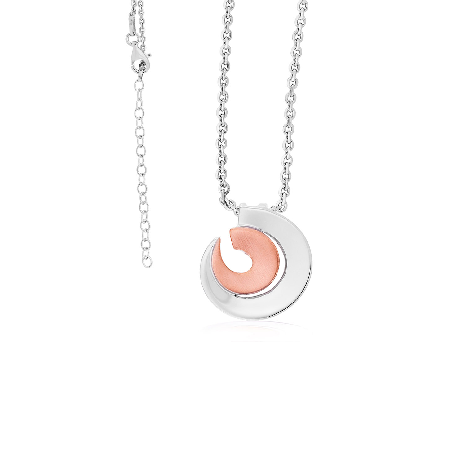 Silber Anhaenger mit Kette Rosegold bicolor fuer Damen 59 810202