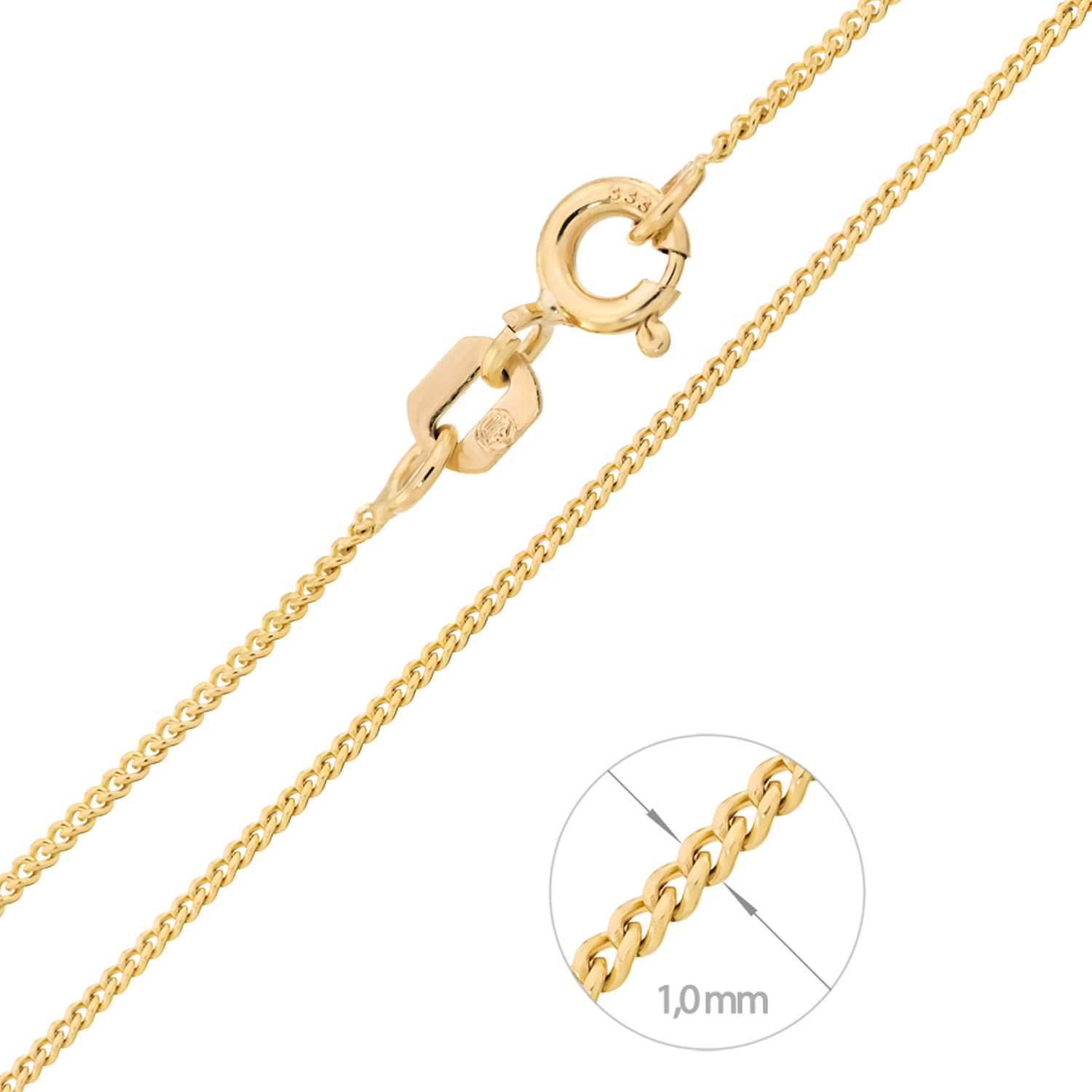 Zart Goldene Panzerkette in 8 Karat Gelbgold 73 1130