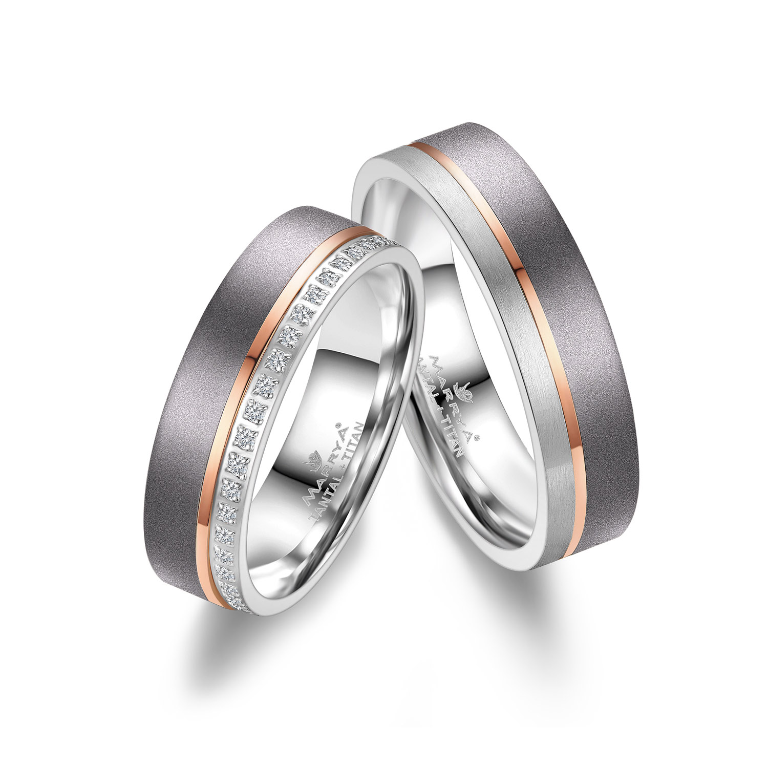 Tantal Titanringe als Trauring mit Rosegold Einlage 61 TA03 1