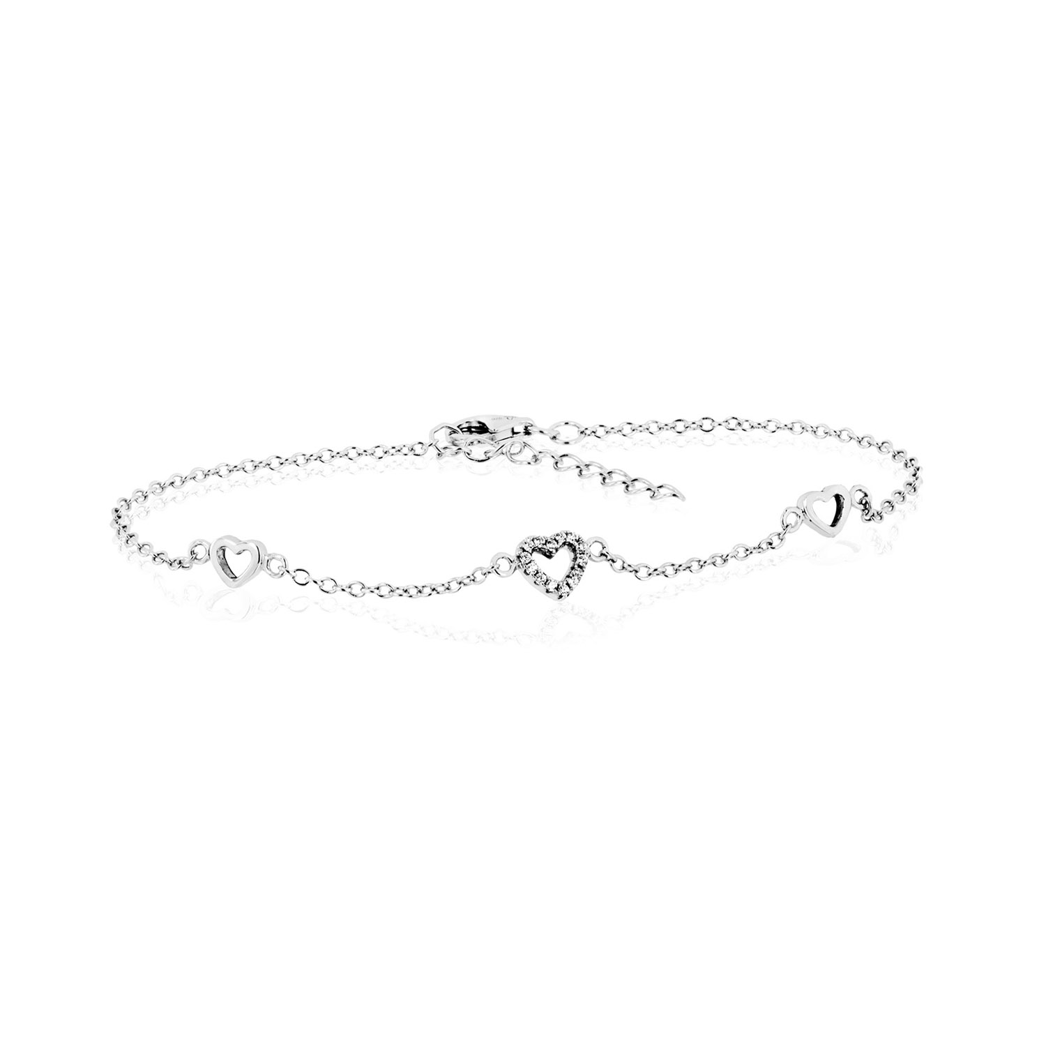Herz Silber Fusskette mit Zirkoniasteinen 79 787227 27