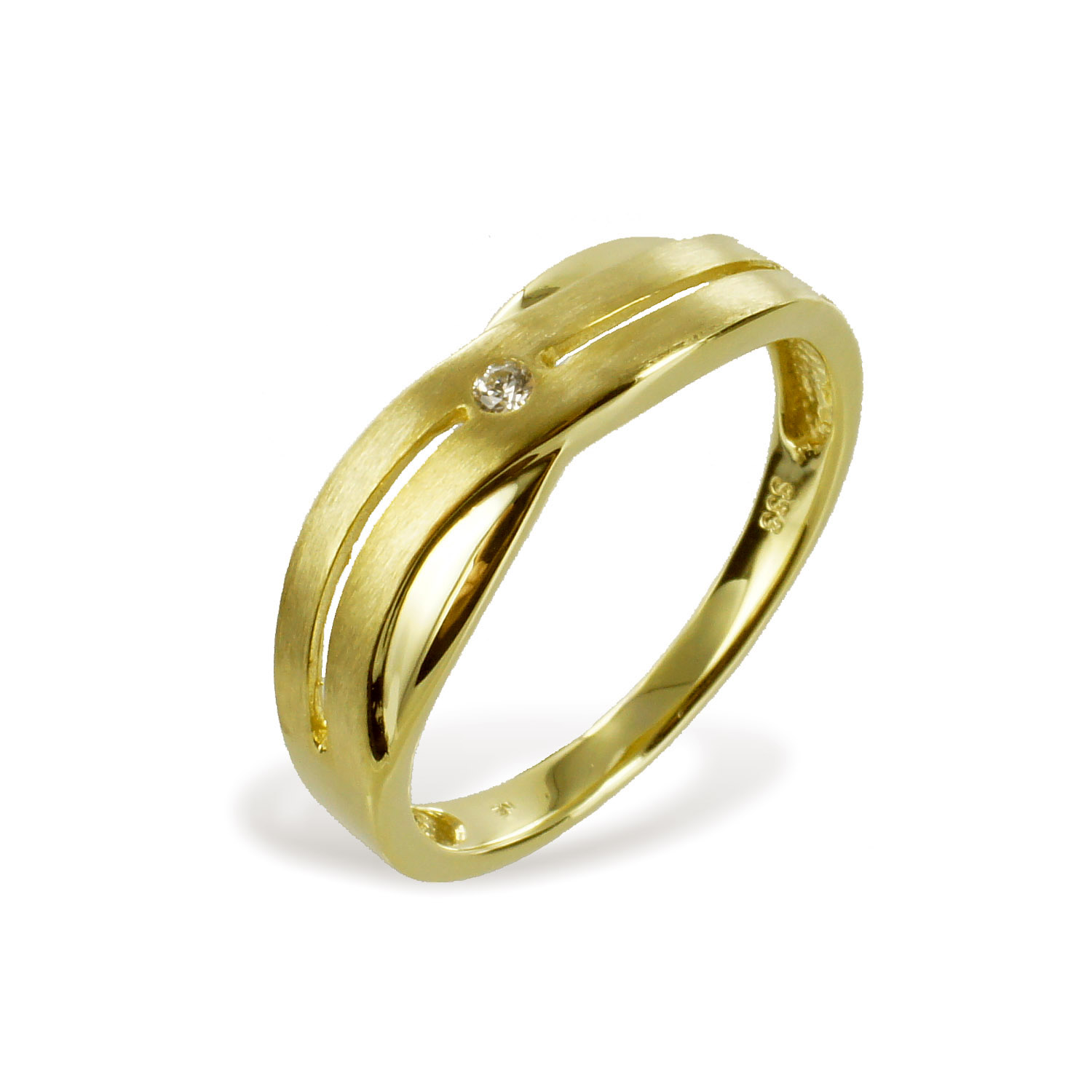 Klassischer Gold Ring Damen mit Zirkoniastein 63 1421