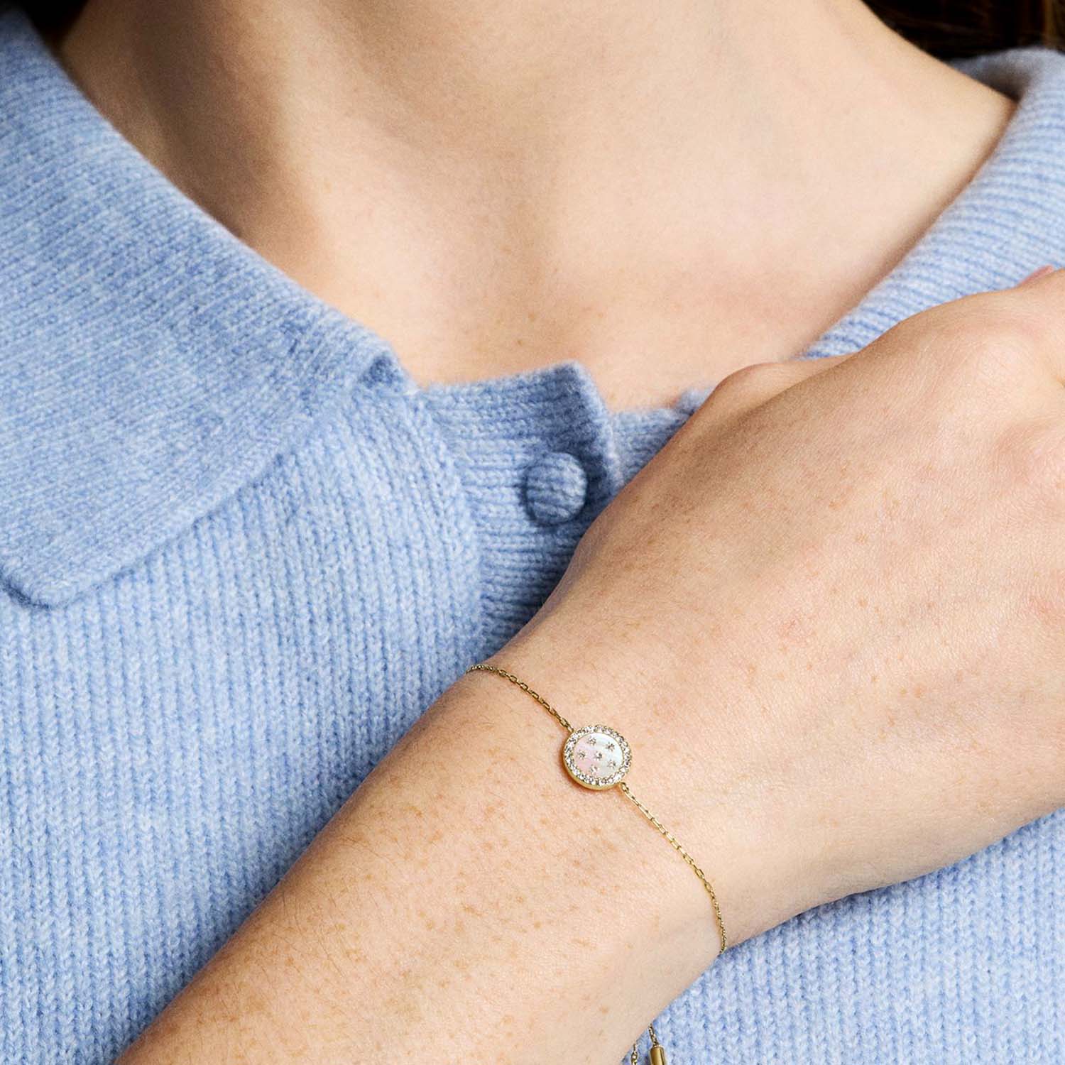 Vergoldetes Fossil Damen Armband Perlmutt mit Sternen JF04866710c