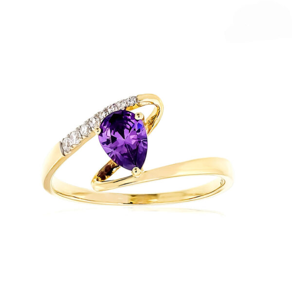 9 Karat Design Goldring Amethyst mit Zirkoniastein 64 779204 1