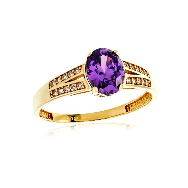 Amethyst Goldring mit Zirkoniastein in 333 Gold 63 192229